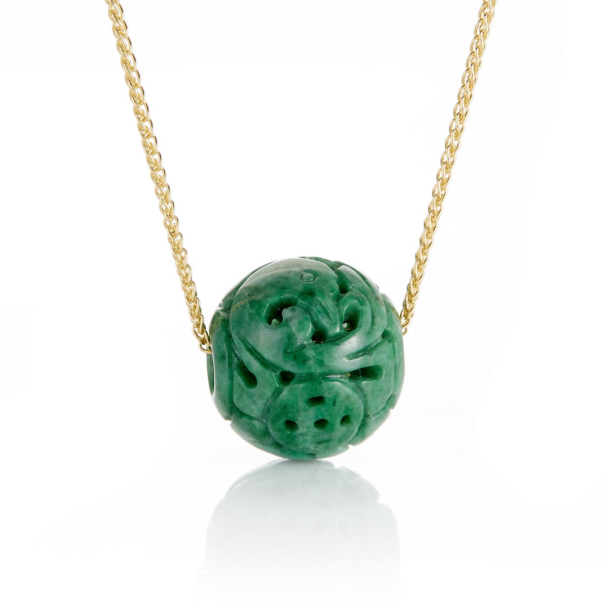 Natural Green Jadeite Dragon Ball Pendant Necklace for Women - Elegant Feng Shui Jewelry Gift for Luck & Protection | Perfect for Meditation, Spiritual Healing & Special Occasions