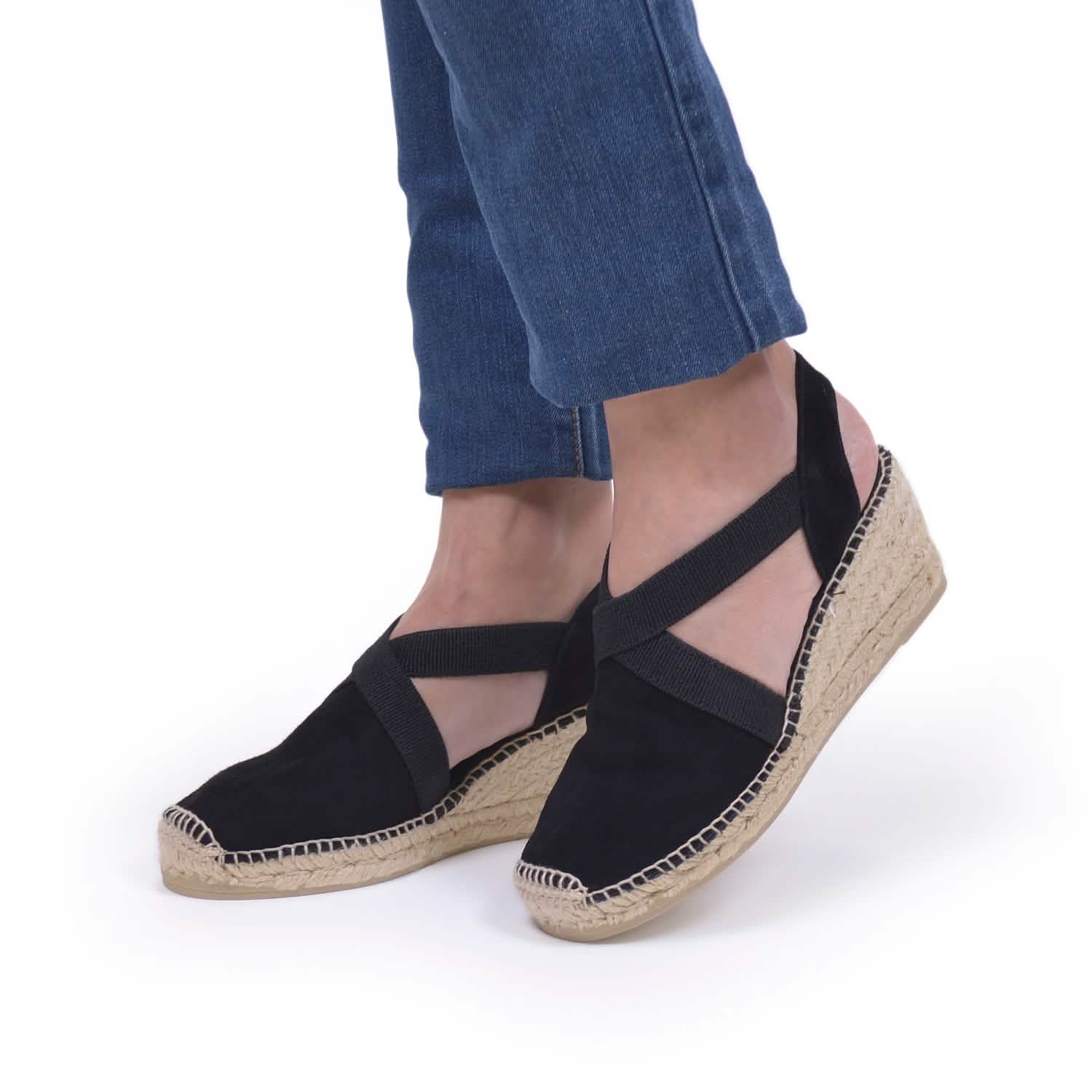 Women's Plain Suede Leather Wedge Espadrilles - Comfortable Casual Summer Shoes for Beach, Vacation & Everyday Wear | Tona