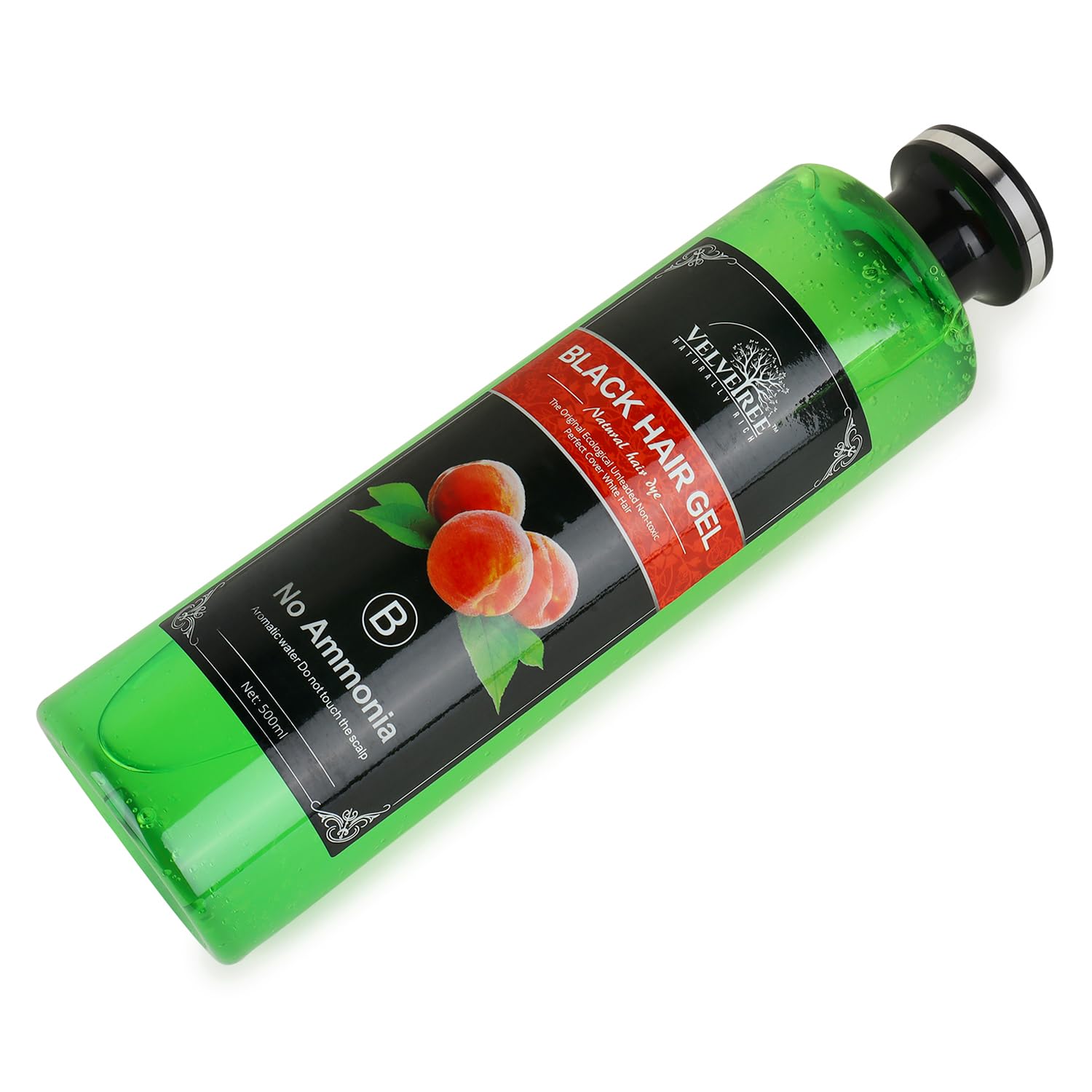 Velvetree Black Hair Gel - Ammonia-Free Natural Hair Dye for Men & Women, 500ml (2-Pack) - Perfect for Gray Coverage, Styling & Everyday Use