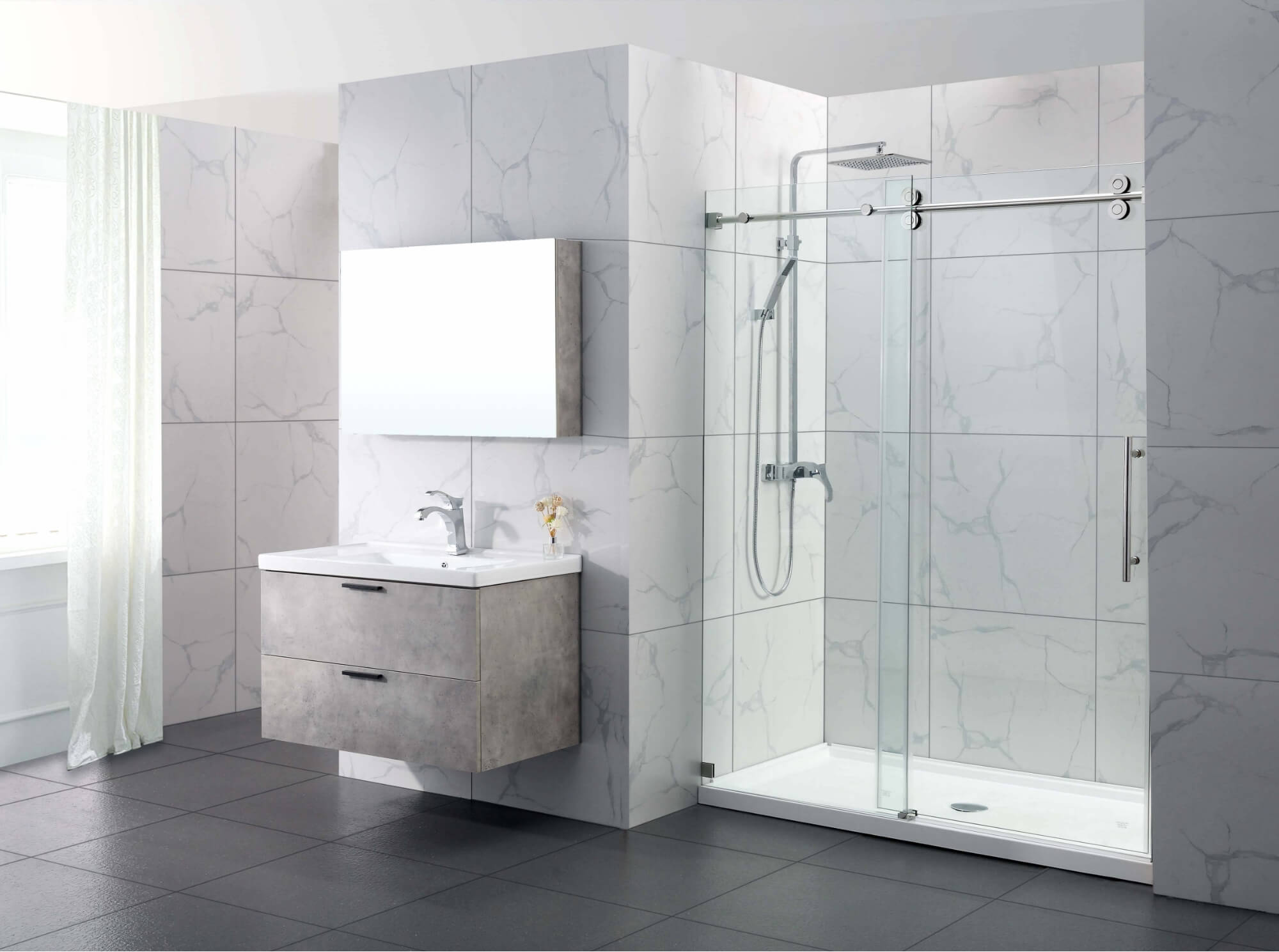 Frameless Single Sliding Glass Door - 50
