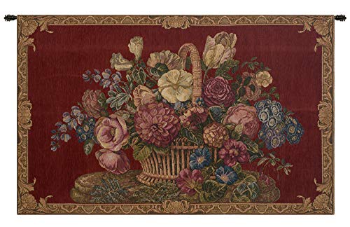 Flower Basket With Burgundy Chenille Background