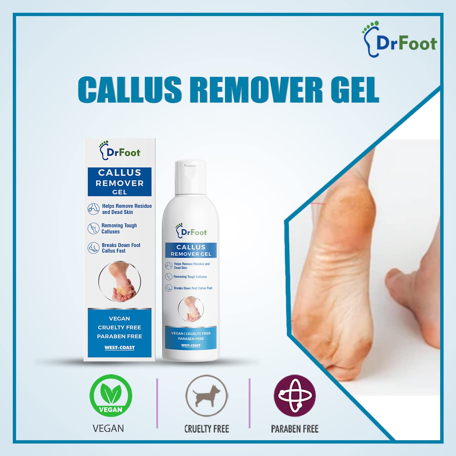 Dr Foot Callus Remover Gel - Urea, Coconut Oil & Aloe Vera Foot Cream for Cracked Heels & Dead Skin Removal - Effective Foot Care Solution for Men & Women - Perfect for Pedicures, Dry Feet Treatment & At-Home Foot Spa