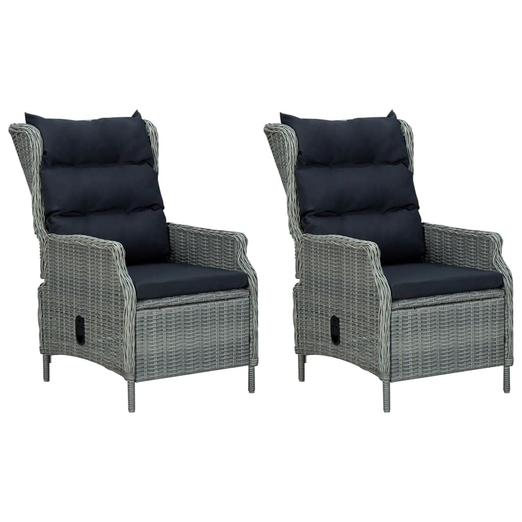 CHARMMA 3-Piece Patio Lounge Set with Weather-Resistant Cushions - Light Gray Poly Rattan Outdoor Furniture (39.2KG) - Perfect for Backyard, Poolside & Garden Relaxation