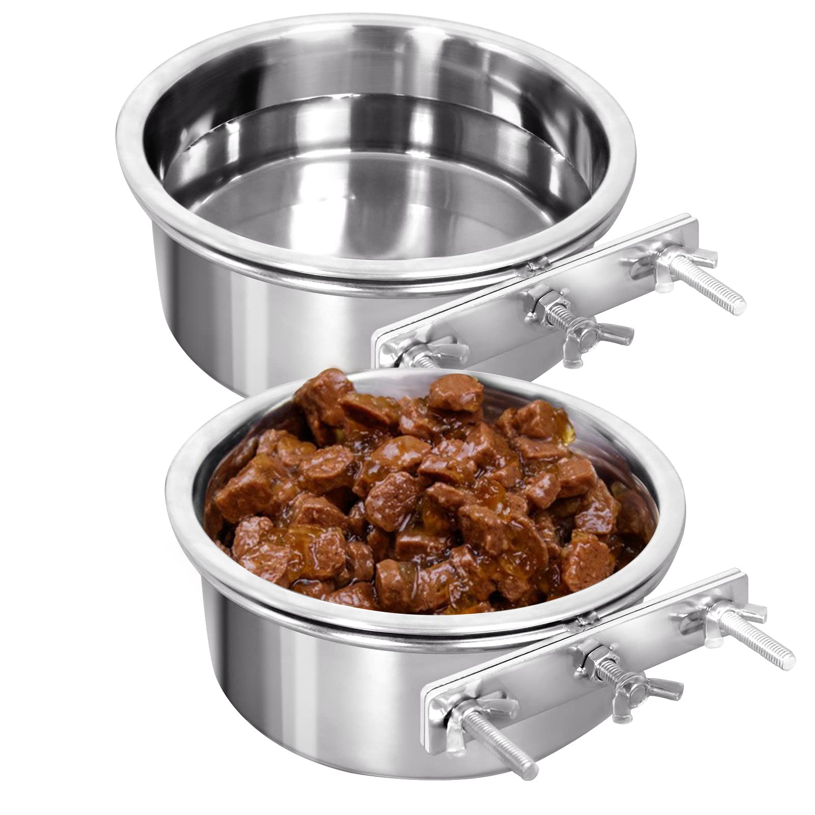 No Spill Hanging Kennel Water Bowl - 2 Pack Durable Cage Crate Feeder for Cats & Small Dogs - Perfect for Travel, Crate Training & Outdoor Adventures