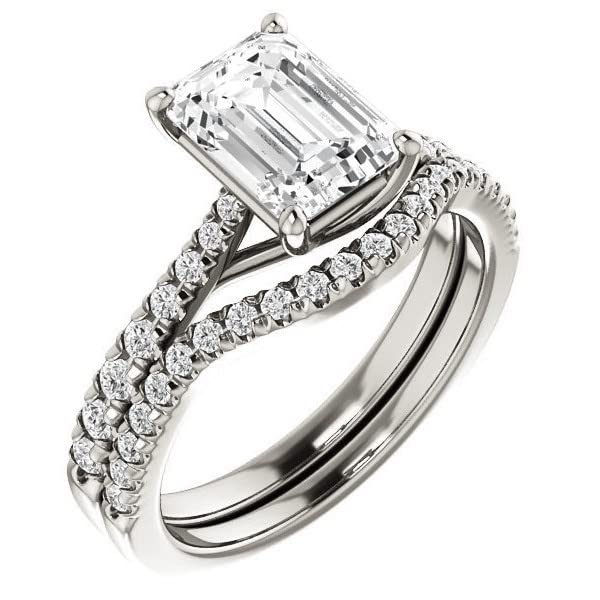 2 CT Emerald Cut Colorless Moissanite Engagement Ring for Women - Sterling Silver/Solid Gold Wedding Band Set - 4-Prong Solitaire Bridal Ring - Perfect for Proposals, Anniversaries & Special Occasions