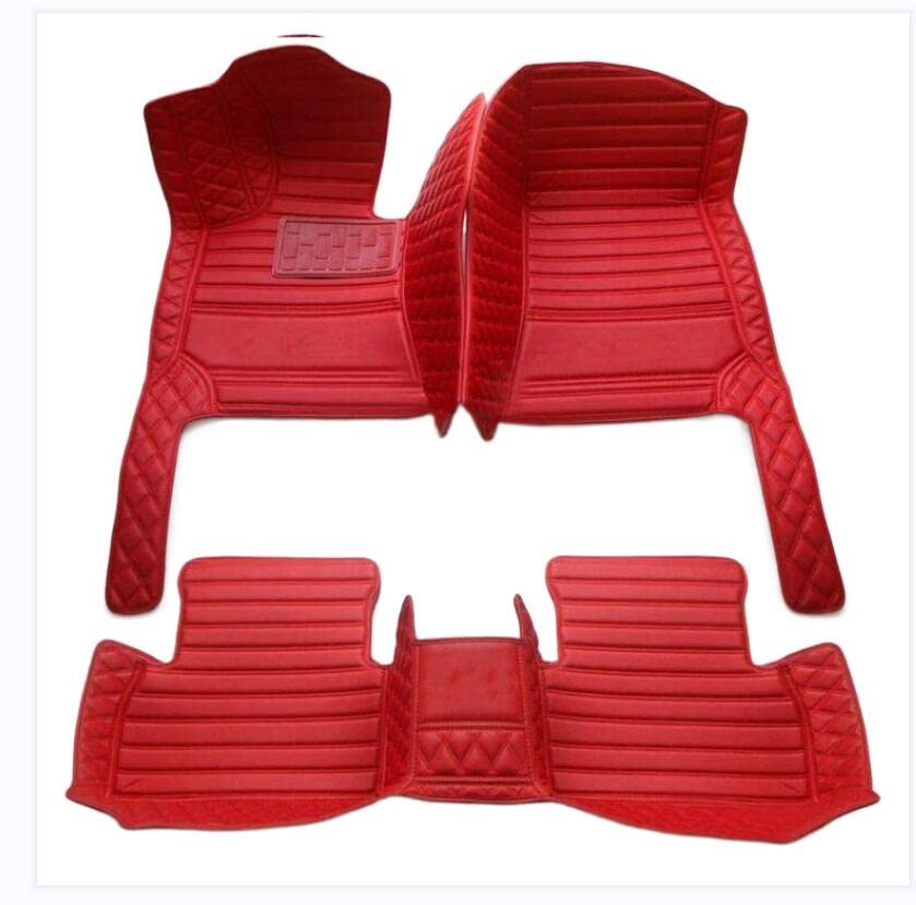 Custom 3D Car Floor Mats for Sedan, SUV & Sports Cars - Premium Artificial Leather Vehicle Mats with Red Patchwork Stripes | Perfect Fit for All Car Models | Ideal for Road Trips, Daily Commute & Car Protection