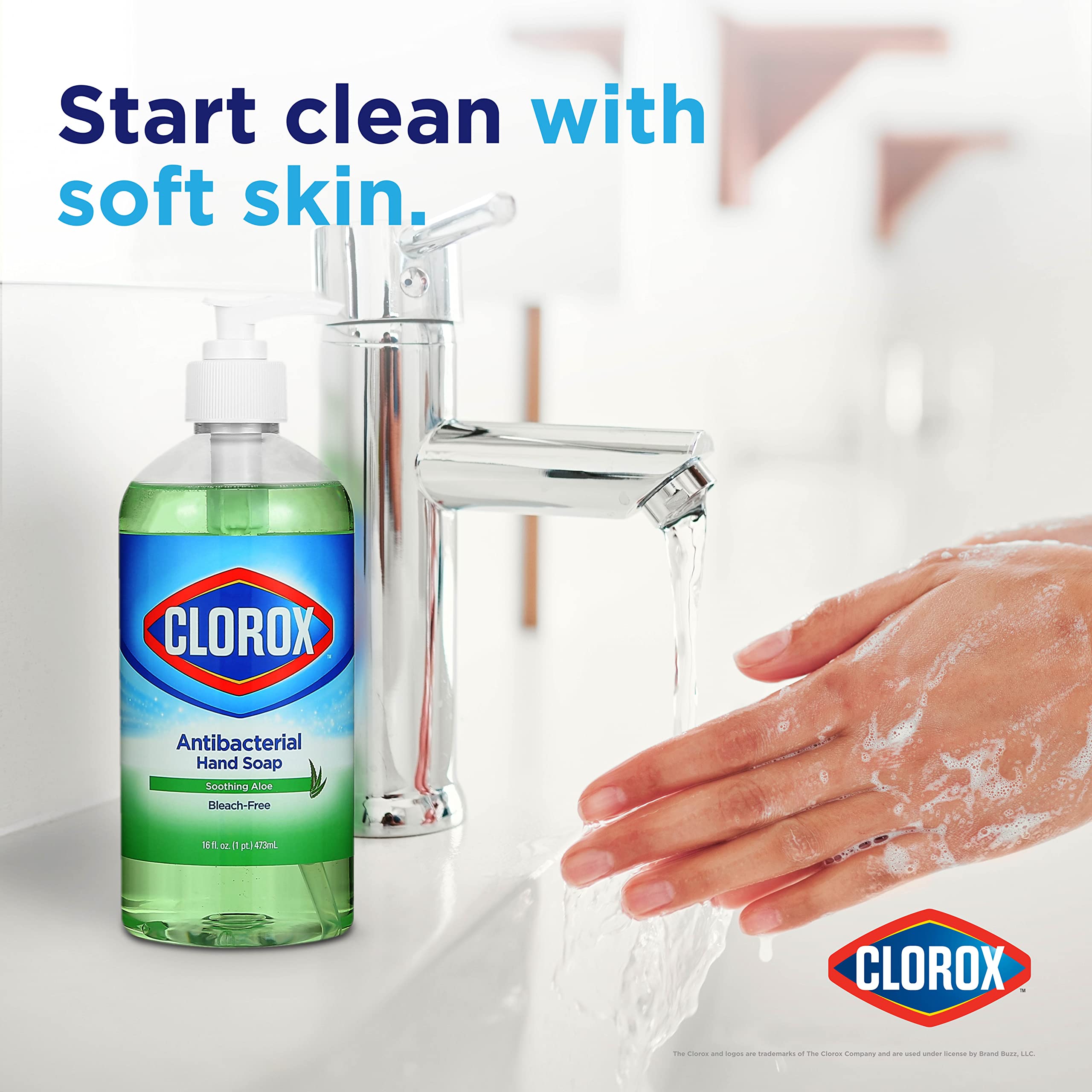 Clorox Antibacterial Liquid Hand Soap with Aloe - 16 oz Pump Bottle - Kills Germs, Moisturizes Skin - Ideal for Bathroom, Kitchen & Office Use - Gentle on Hands, Tough on Dirt & Bacteria