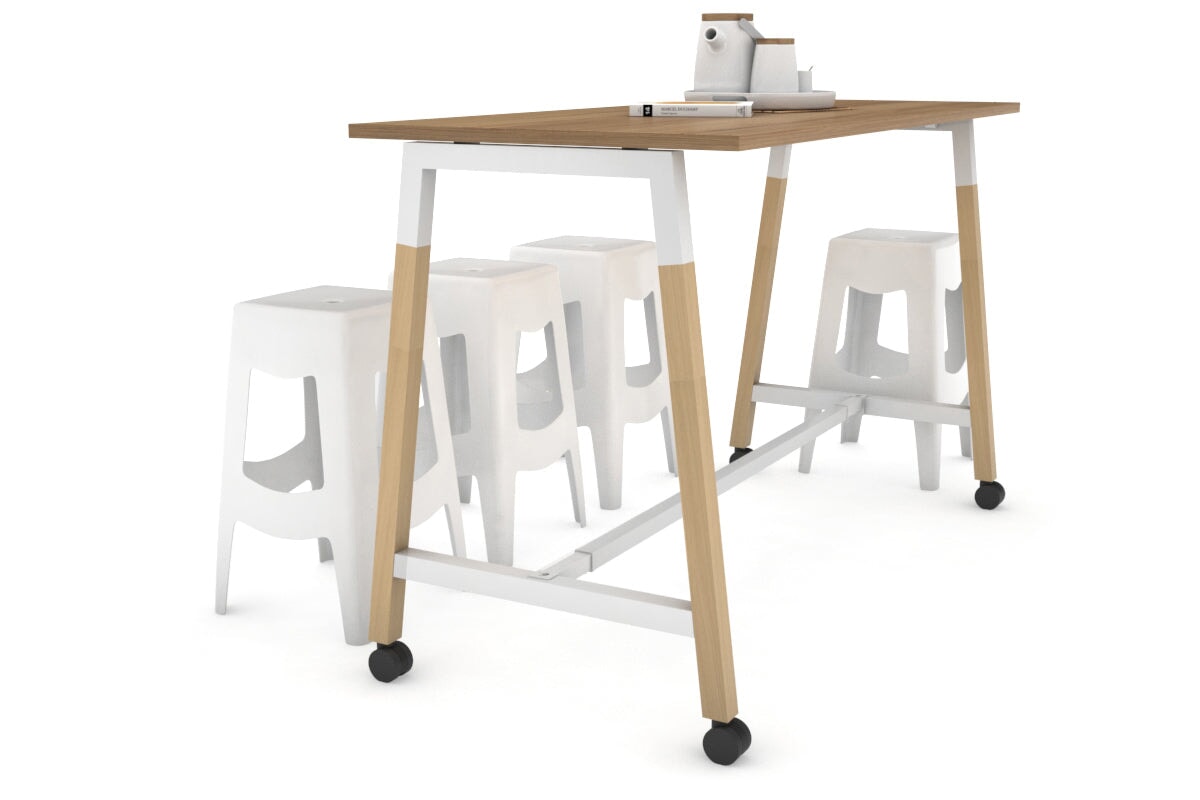 Sturdy Quadro A Legs Counter Table with Wooden Legs & Cross Beam - 925H Model [1800L x 700W] - Perfect for Restaurant, Bar, or Home Kitchen Countertops