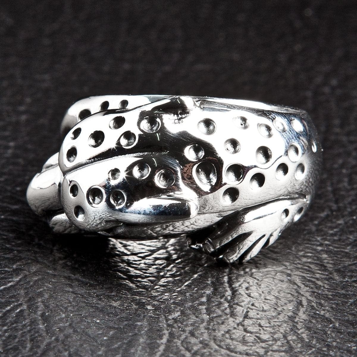 Men's Tiger Cheetah Head Sterling Silver Biker Ring for Motorcycle Riders - Bold Statement Jewelry for Bikers and Rock Fashion Enthusiasts