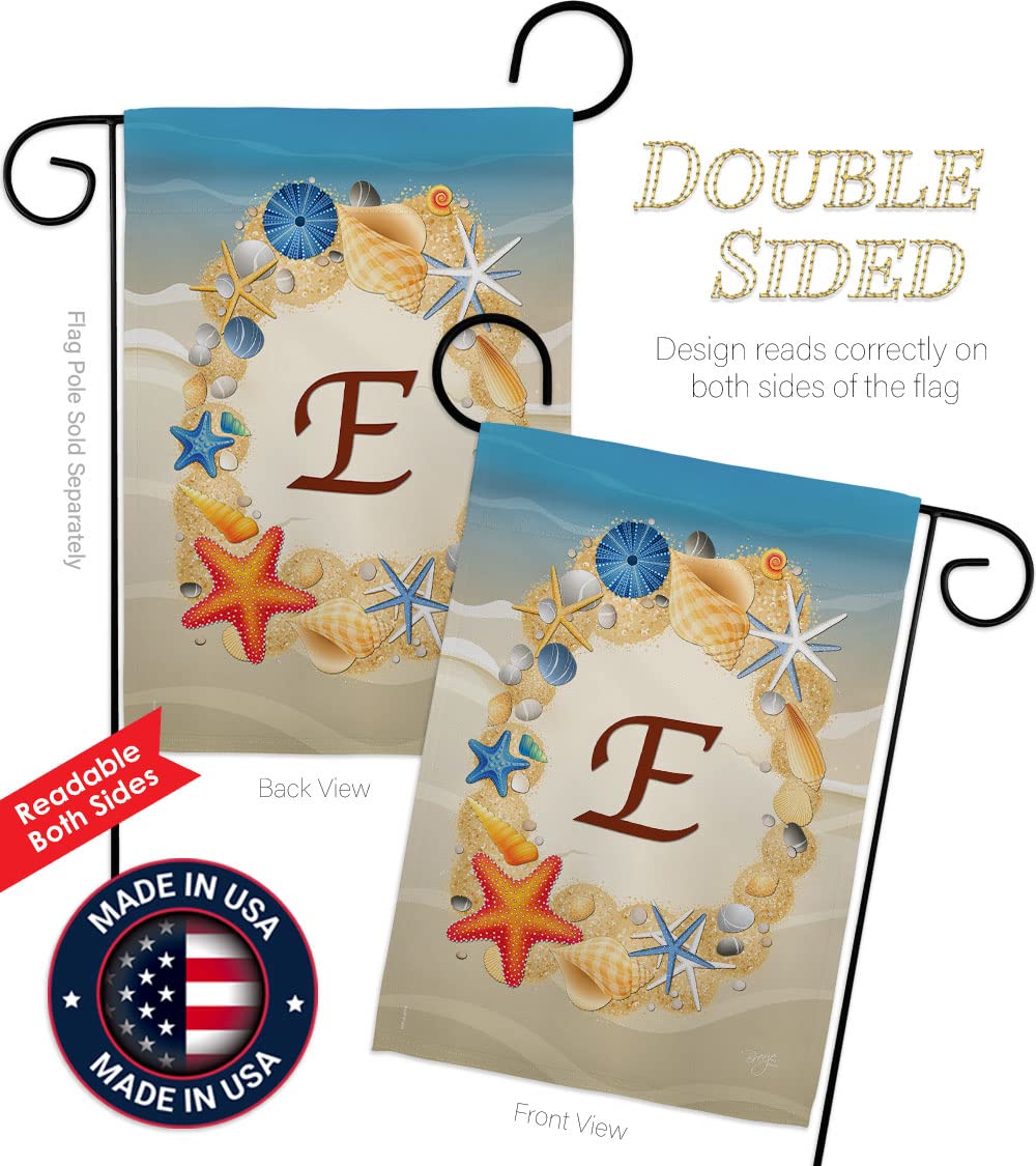 Summer Coastal Beach E Initial Garden Flag - 13x18.5in for Outdoor Decor