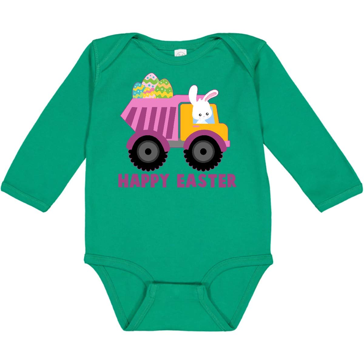 Inktastic Happy Easter Bunny Delivering Easter Eggs Baby Long Sleeve Creeper - Perfect for Easter Photos, Holiday Outfits & Spring Celebrations