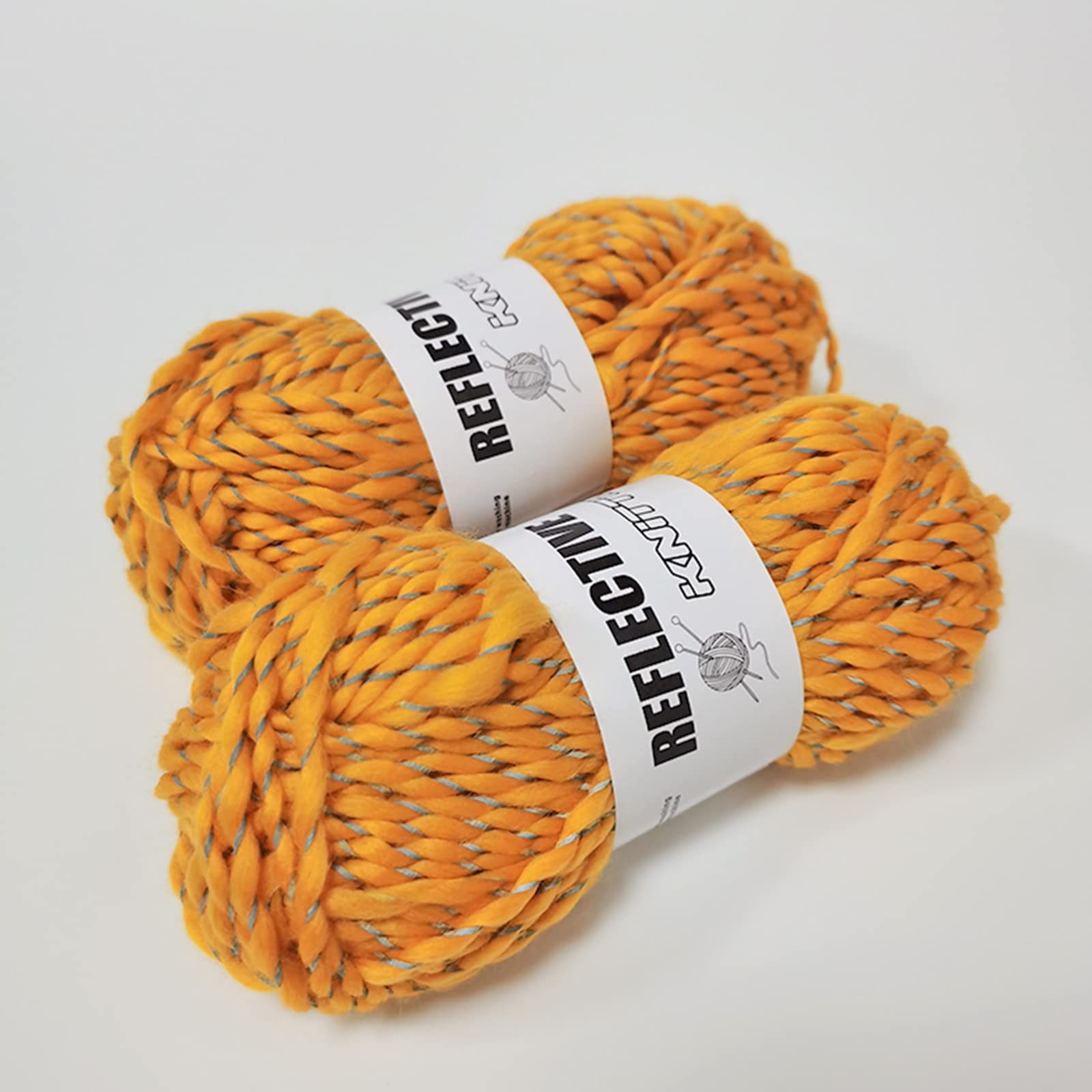 4pcs Reflective Glow in The Dark Yarn - Silver Sparkle Yarn for Crochet & Knitting, High Visibility Warm Winter Crafts, 50g/55 Yards (Goose Yellow) - Perfect for DIY Hats, Scarves & Safety Accessories