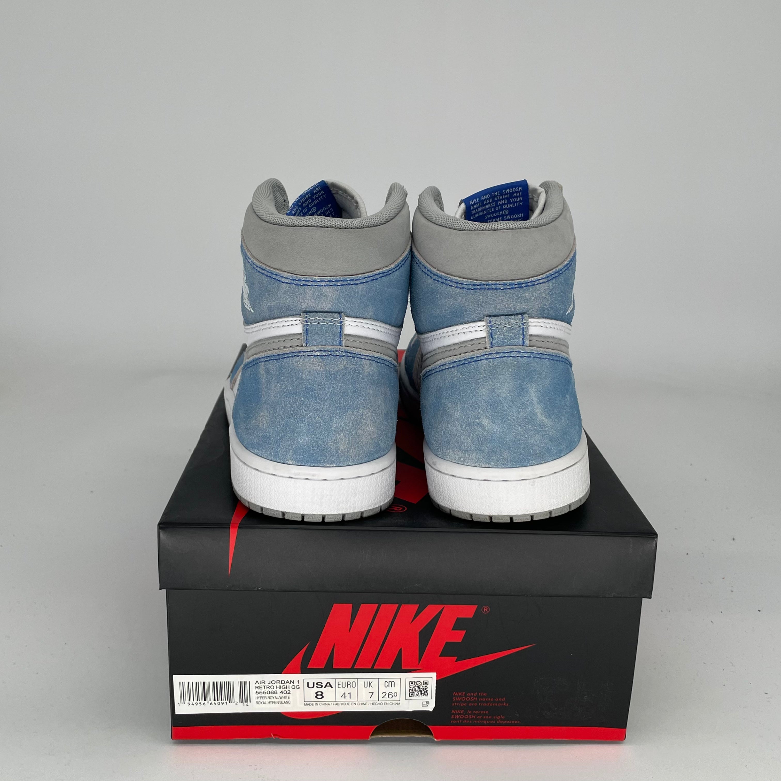 AIR JORDAN 1 HYPER ROYAL Sneakers - Men's Size 8 (555088-402) | Retro Basketball Shoes for Casual Wear & Street Style Fashion