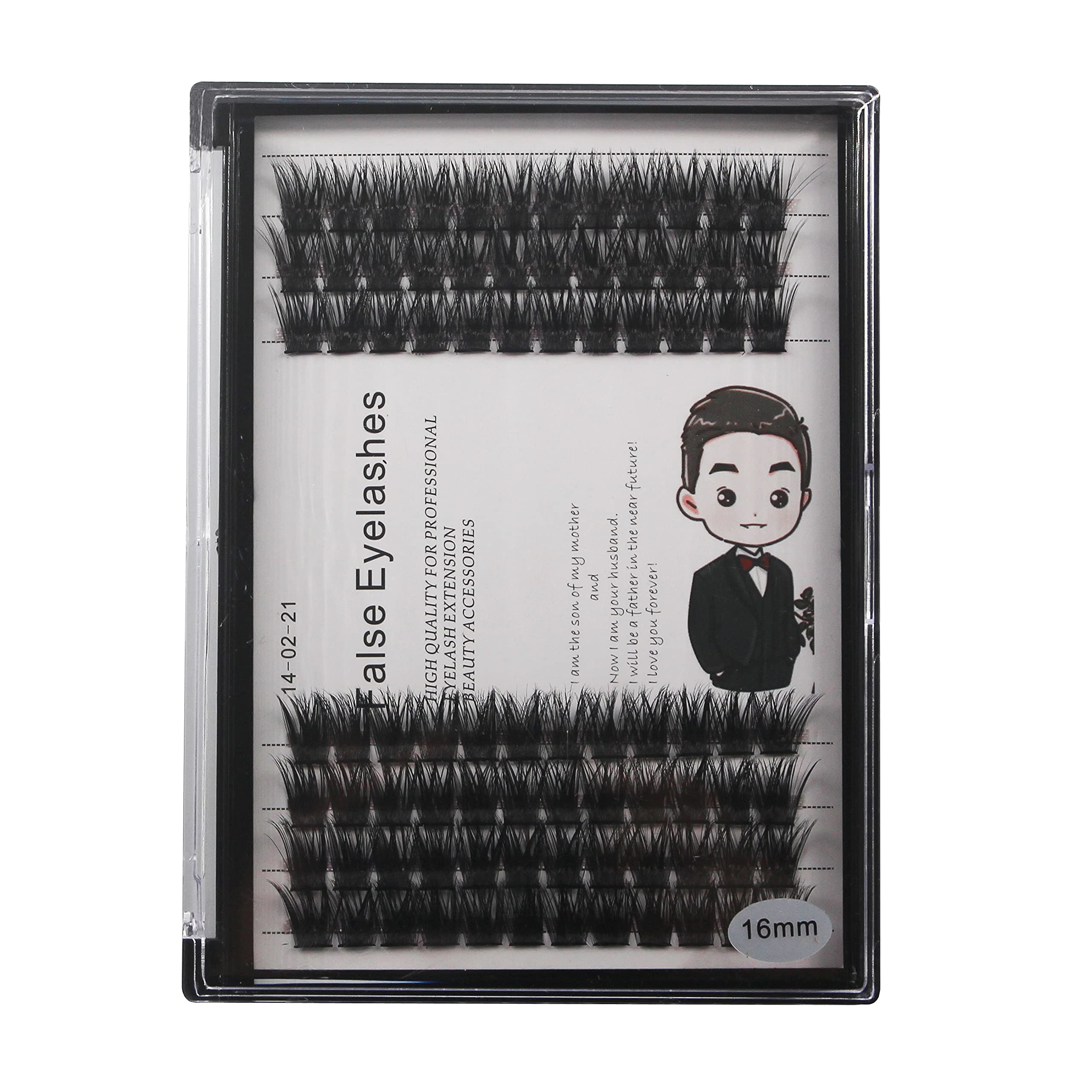 Bodermincer 84 Clusters D Curl Wide Cluster False Eyelashes - Natural Volume Lashes Set for DIY Eyelash Extension | 3D Effect Glue Bonded Band Individual Lashes (14mm) - Perfect for Home Use, Special Occasions & Professional Makeup