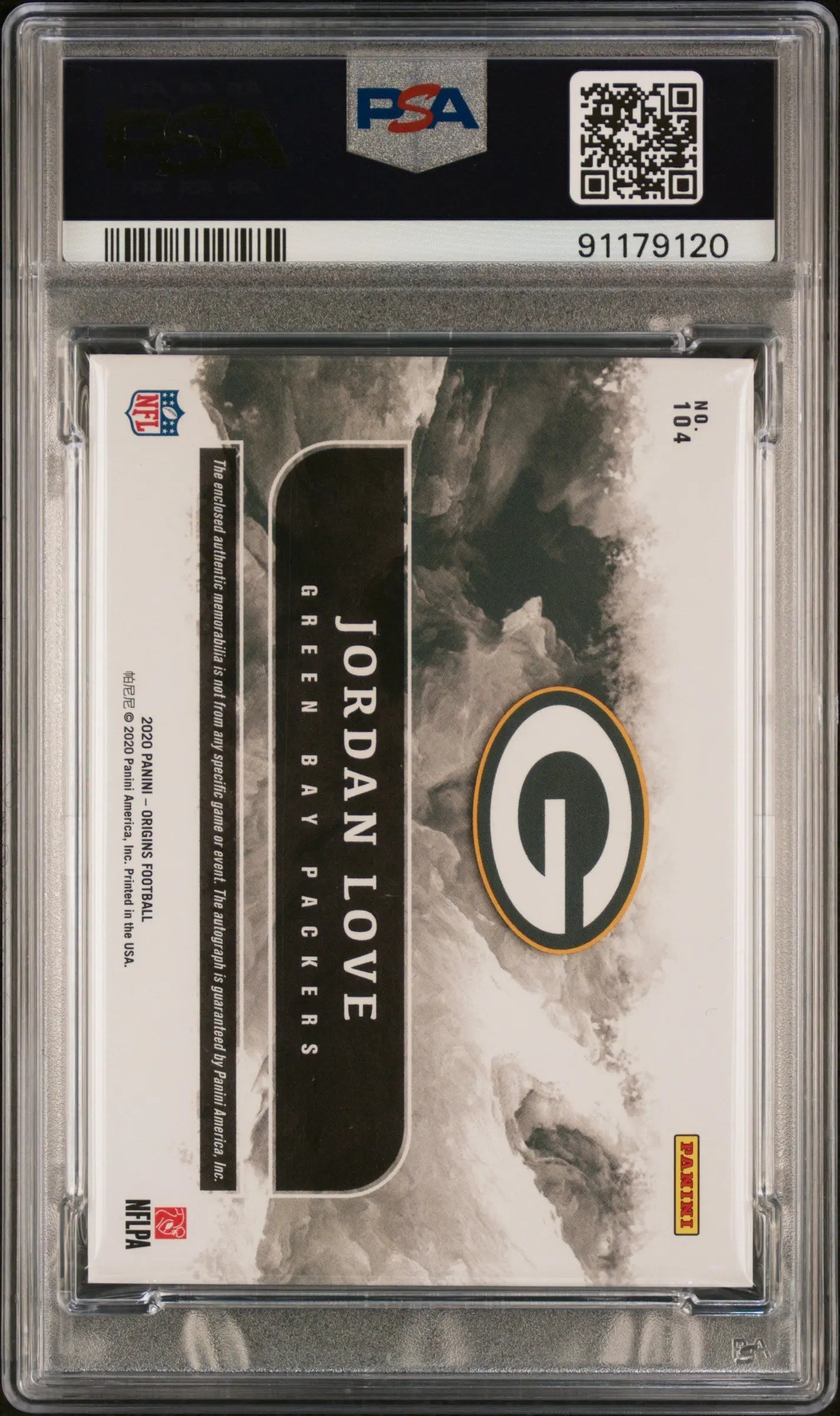 2020 Panini Origins PSA 10 Jordan Love Rookie Jumbo Patch Autograph #104 - Rare Football Collectible for Sports Memorabilia & Investment