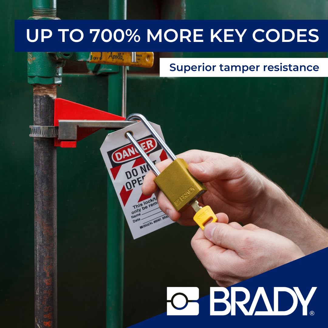 Brady SafeKey Lockout Padlock - Heavy Duty Aluminum Safety Lock with 1.5