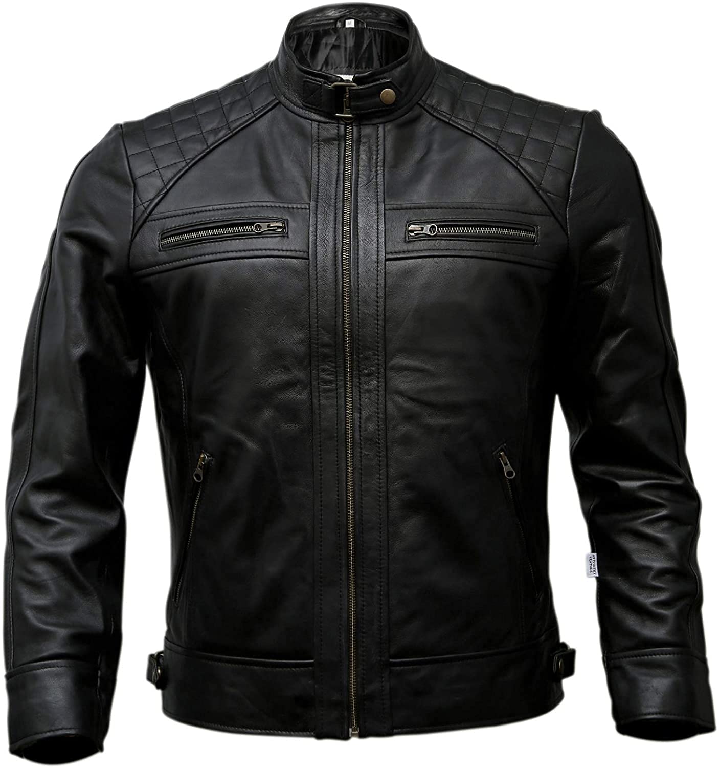 Men's Black Diamond Classic Quilted Lambskin Leather Jacket - Premium Biker Style for Motorcycle Riding & Casual Outfits