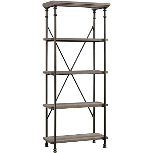 Sauder Canal Street 5-Shelf Bookcase in Northern Oak Finish - Stylish Wooden Bookshelf for Home Office, Living Room & Bedroom Storage