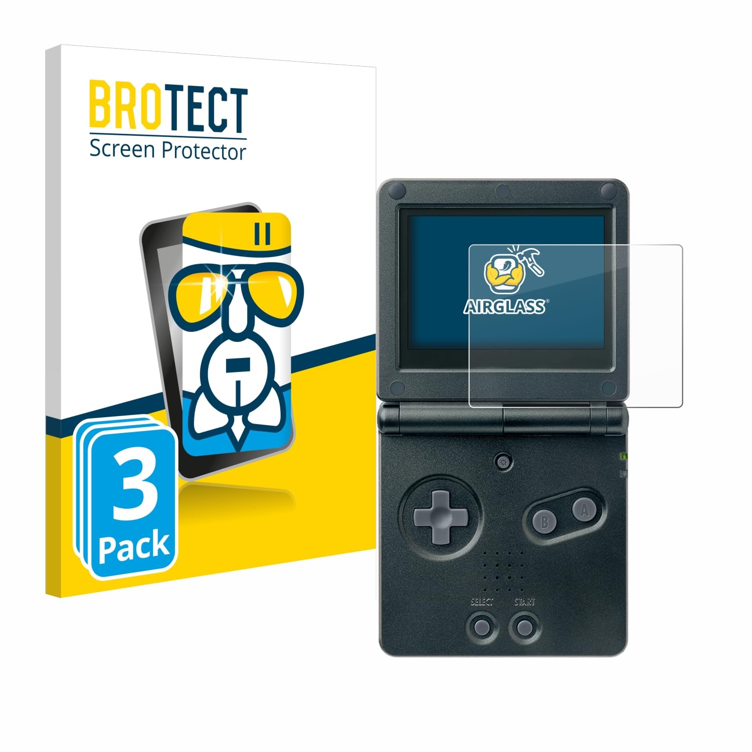 Brotect 9H Tempered Glass Screen Protector for Nintendo Gameboy Advance GBA SP (3-Pack) - Anti-Scratch, HD Clear - Perfect for Gaming Protection & Long-Lasting Use