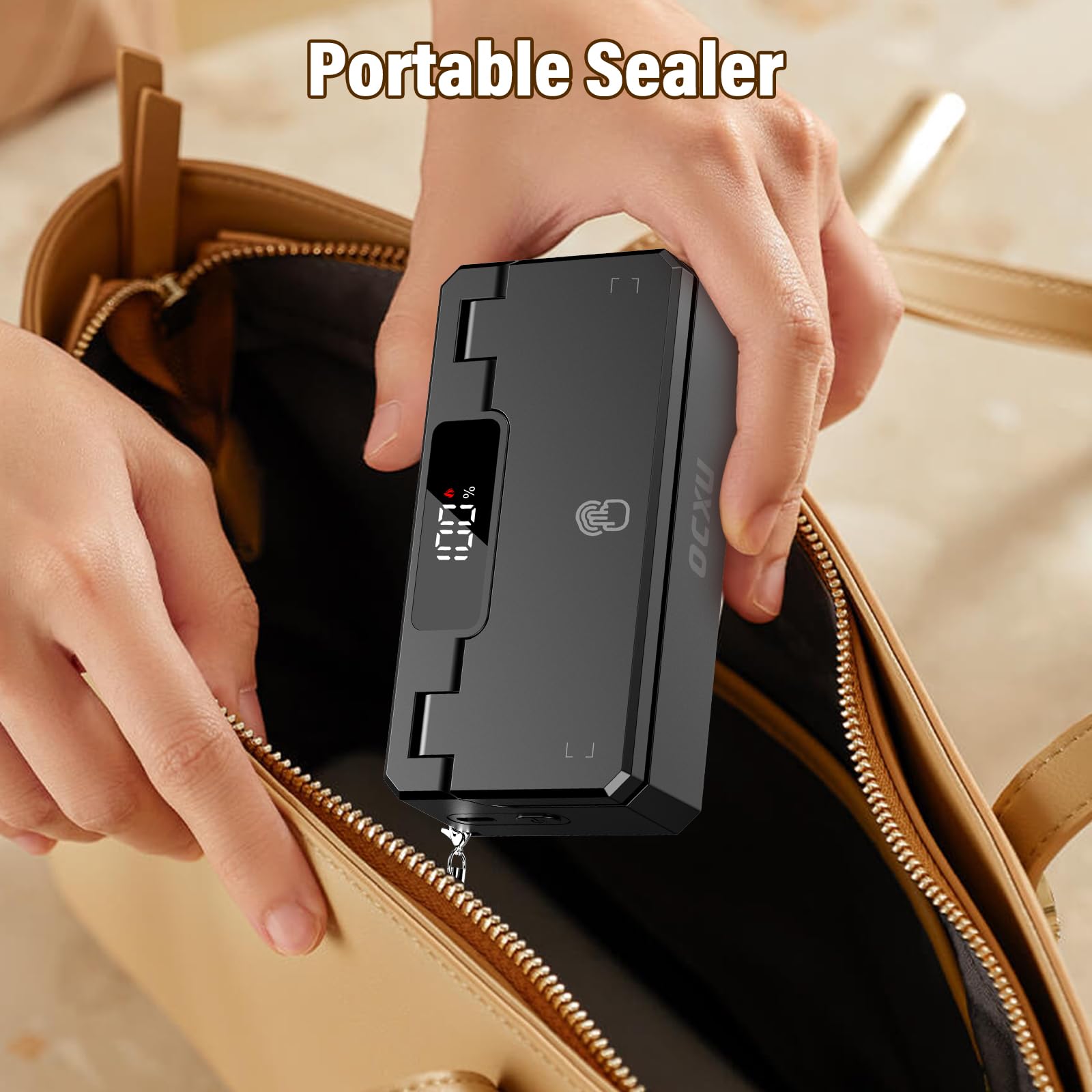 4-in-1 Mini Bag Sealer with 3000mAh Battery - Rechargeable Vacuum Food Sealer with Cutter, 5 Seal Modes & 3.8