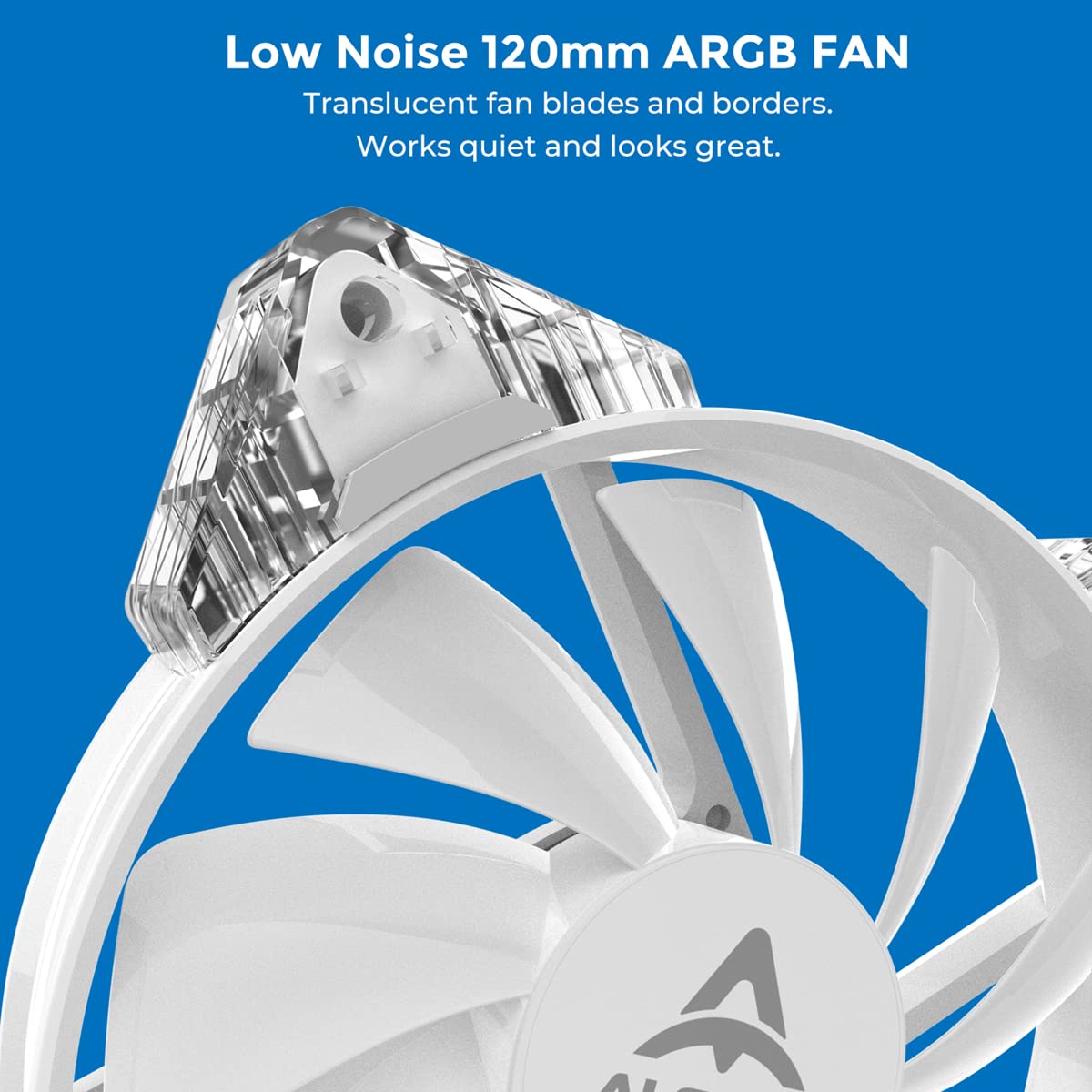 ALSEYE N12 3-Pack 120mm ARGB PWM PC Case Cooling Fans with Controller - Ultra Quiet High Airflow Half-Transparent White Computer Fans for Gaming PC, Workstation & Home Office Setup
