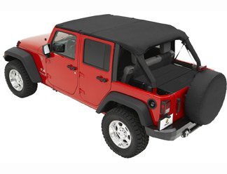 Bestop Bikini Top Combo for Jeep Wrangler JK Unlimited 2010-2015 - Includes Header Safari Bikini 5258435 & Windshield Channel | Convertible Soft Top Replacement | Off-Road & Summer Driving Accessories