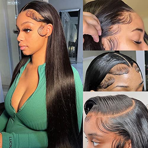 13x6 HD Transparent Lace Front Wig - 20 Inch Straight Human Hair Wig with Pre-Plucked Hairline & Baby Hair - 150% Density Glueless Lace Wig for Black Women - Perfect for Daily Wear, Parties & Special Occasions