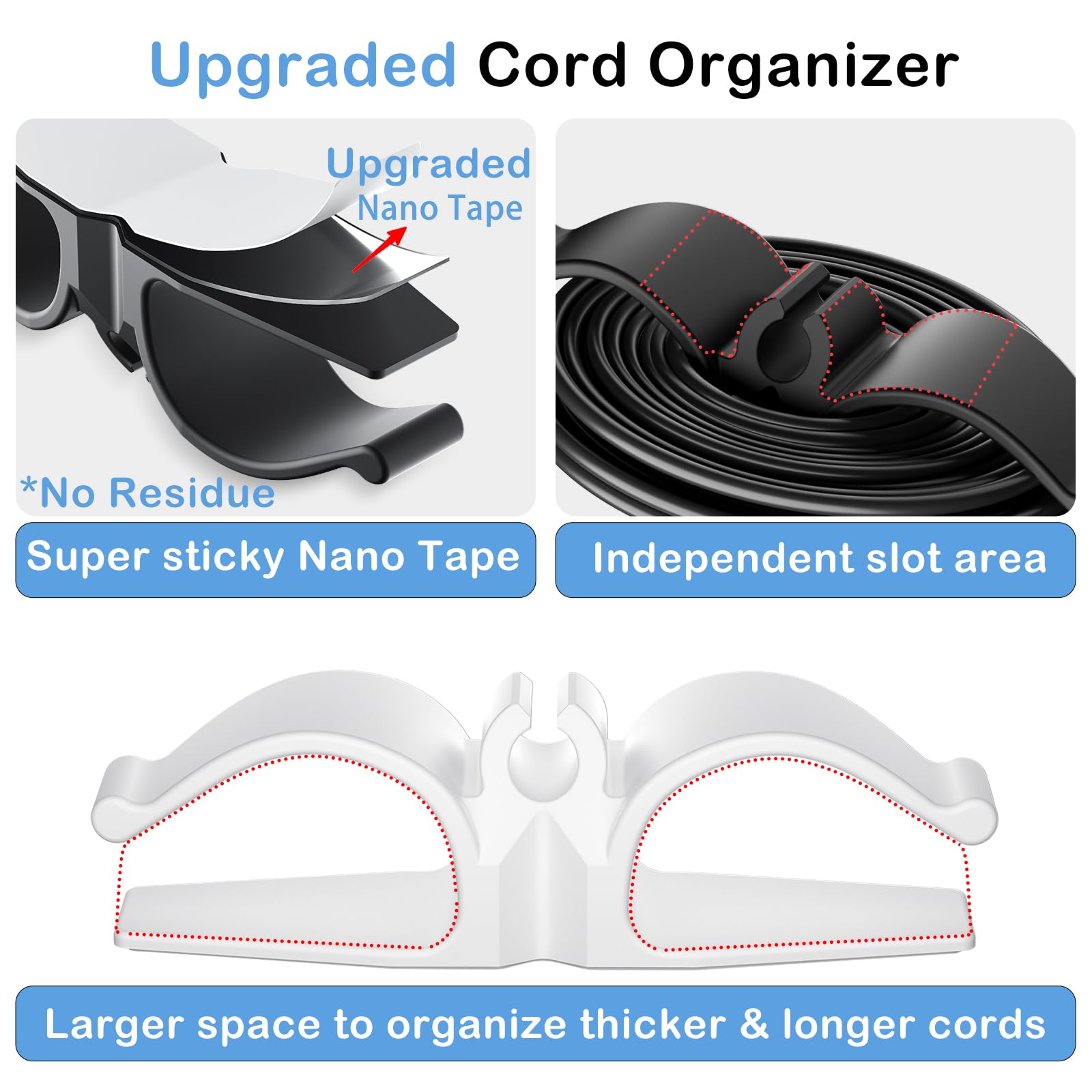 8 Pack Upgraded Cord Organizer for Kitchen Appliances - Stick On Wire Wrapper for Mixers, Coffee Maker, Pressure Cooker | Keep Cords Tidy & Safe in Home or Office
