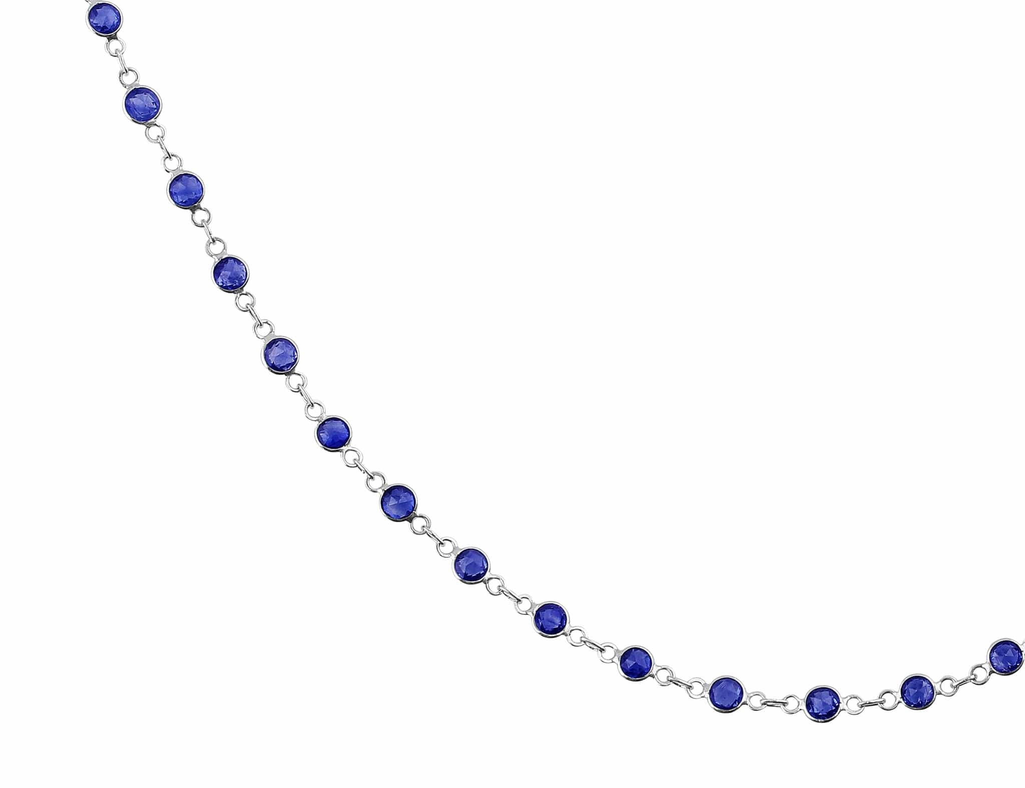 18K White Gold 7 Carat Sapphire Chain Necklace for Women - Elegant Blue Gemstone Jewelry Gift for Anniversary, Birthday & Special Occasions