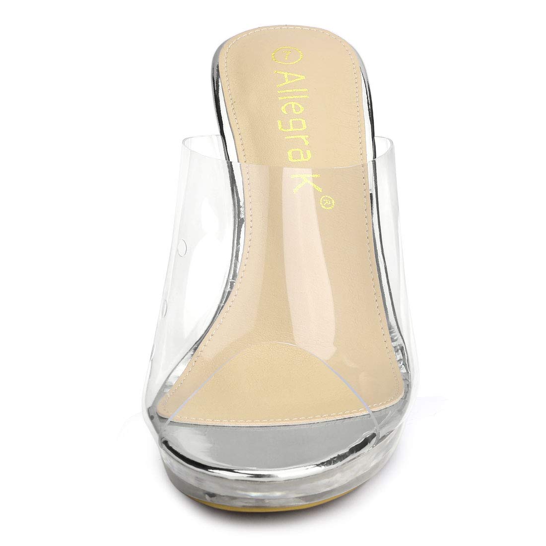 Allegra K Women's Clear Heel Platform Sandals - Chunky Open Toe Slides for Summer, Party & Casual Outfits | Comfortable Dressy Heels for Weddings, Beach & Night Out