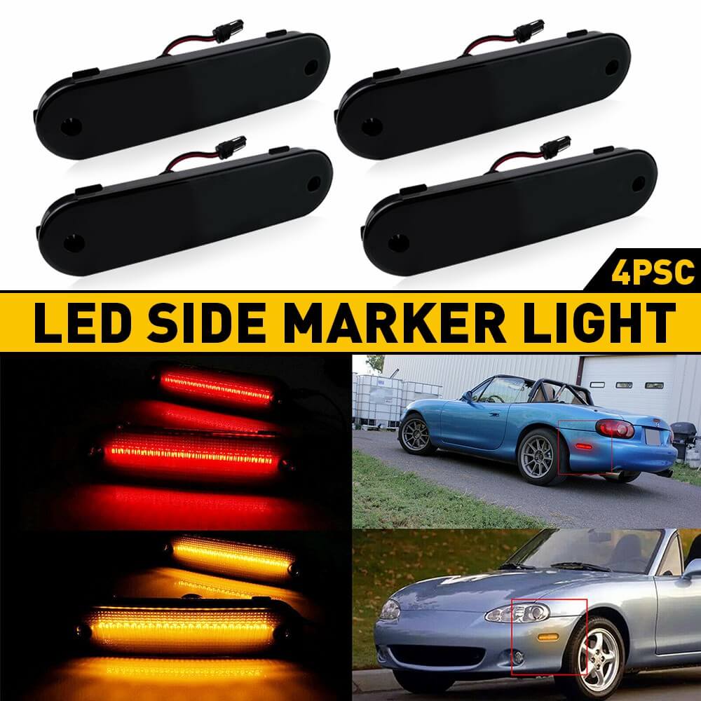 LED Side Marker Lights for 1990-2005 Mazda Miata MX-5 - Amber Turn Signal Sidemarker Lamps Replacement - Durable & Bright for Night Driving & Enhanced Vehicle Safety