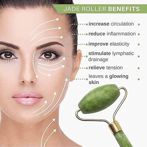 Finalize Roller Face Massager - 100% Natural Stone Jade Ice Roller with Gua Sha for Women | Facial, Eye, Neck & Foot Massage | Reduce Puffiness & Refresh Skin | Perfect for Morning Routine & Post-Workout Recovery