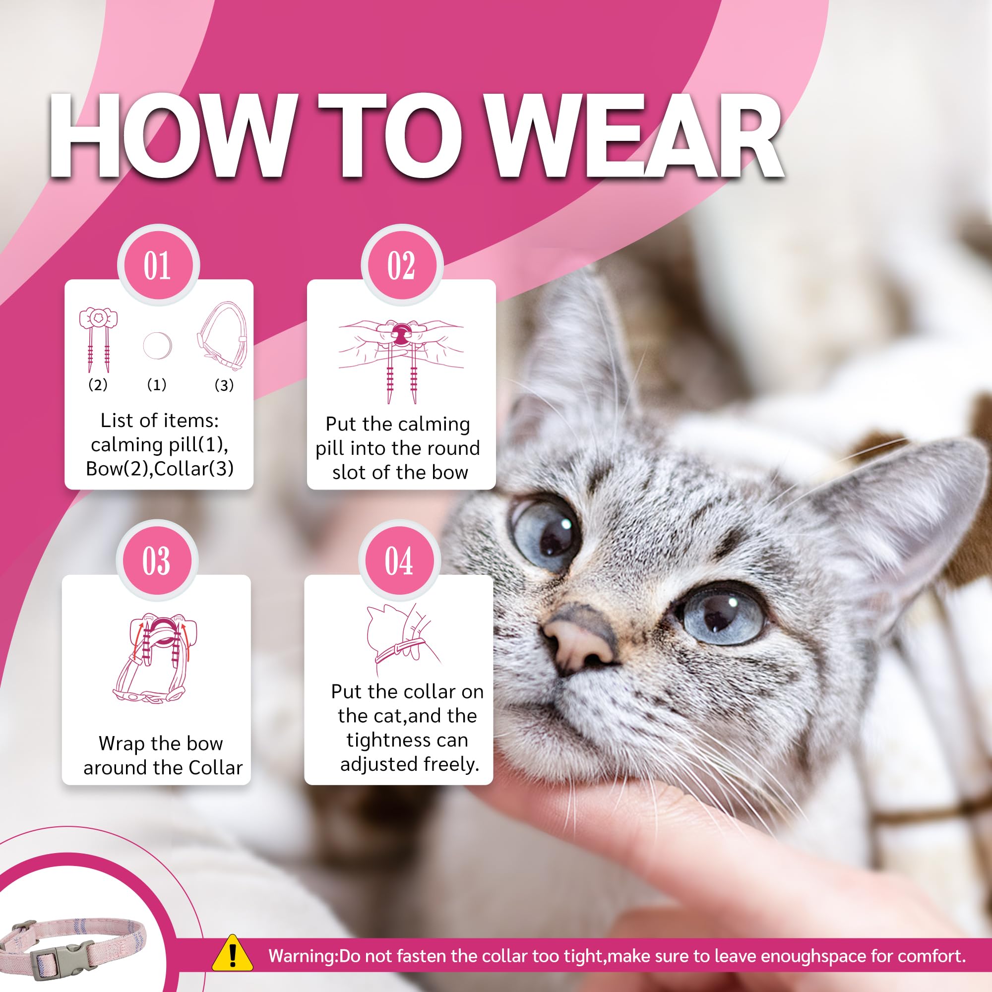 30 Pack Calming Collar for Cats - Pheromone Collar for Anxiety Relief, Anti-Aggression & Stress Reduction - Adjustable Cat Collar Lasts 30 Days - Perfect for Vet Visits, Travel & Multi-Cat Homes