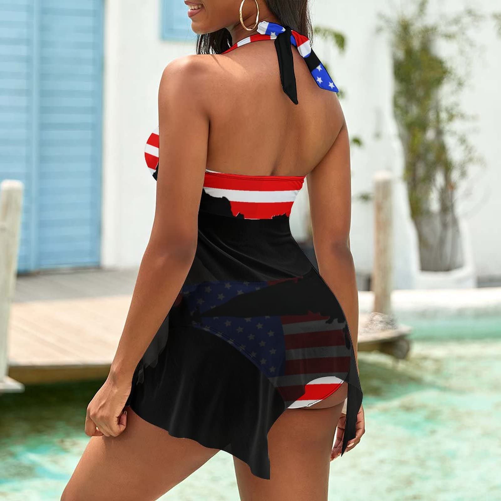 TAIZIYEAH Women's American Flag Two Piece Bikini Set - Stylish Swimwear for Pool, Beach, and Summer Vacations