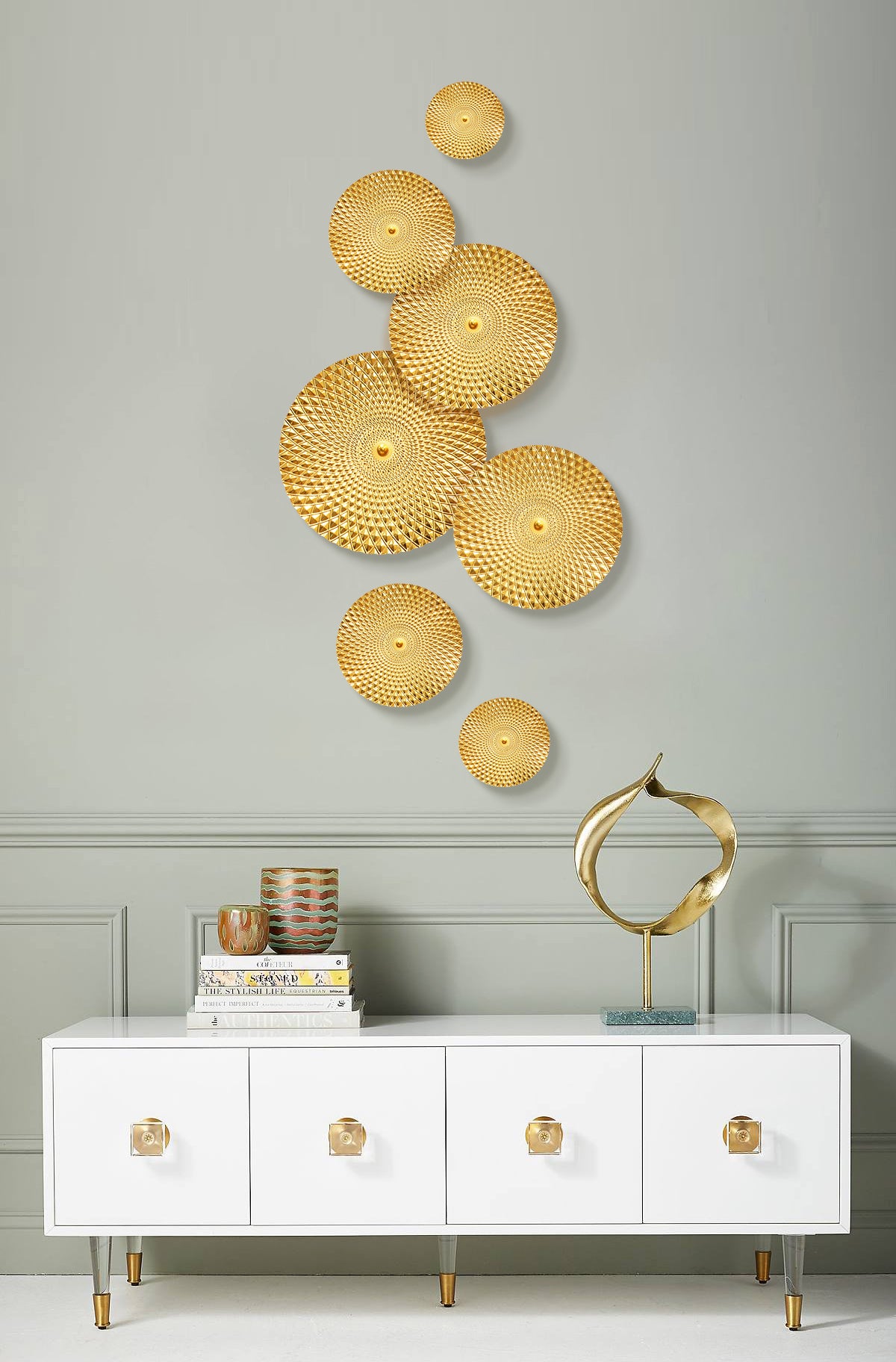 7PCS Gold Mandala Metal Wall Art Decor - 3D Floating Spiral Sculptures for Living Room, Bedroom, Office, Kitchen & Bathroom | Modern Home Improvement & Apartment Decoration | Perfect for Meditation Spaces & Boho Chic Interiors