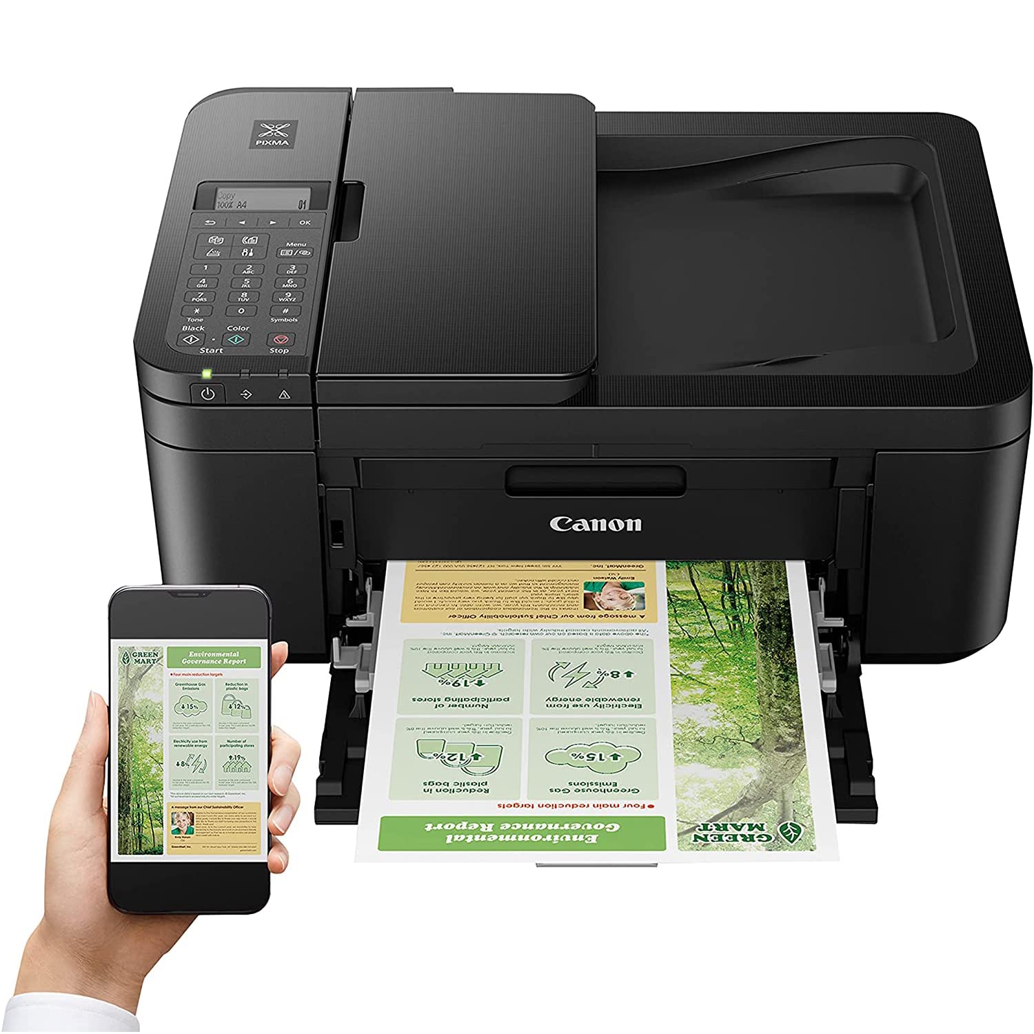 Canon PIXMA TR4720 Wireless All-in-One Printer with Auto Document Feeder - Mobile Printing, Copy, Fax & Scanner | Includes USB Cable & Business Software Kit | Perfect for Home Office & Small Business Use
