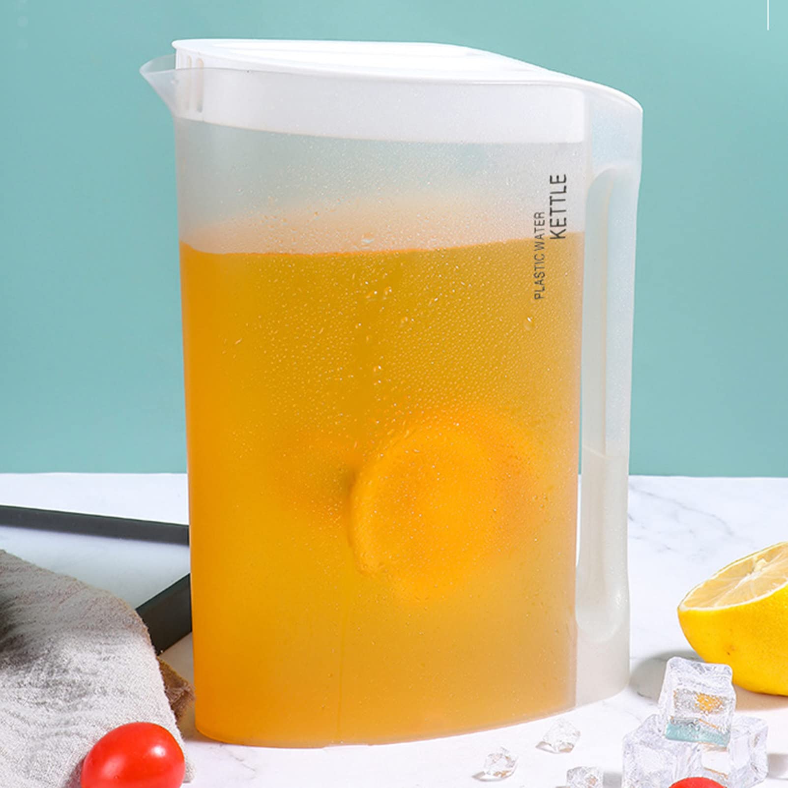 2200ml Plastic Water Kettle with Lid - BPA-Free Juice Pitcher for Milk Tea, Lemonade, Iced Coffee & Beverages - Perfect for Home, Office & Outdoor Picnics