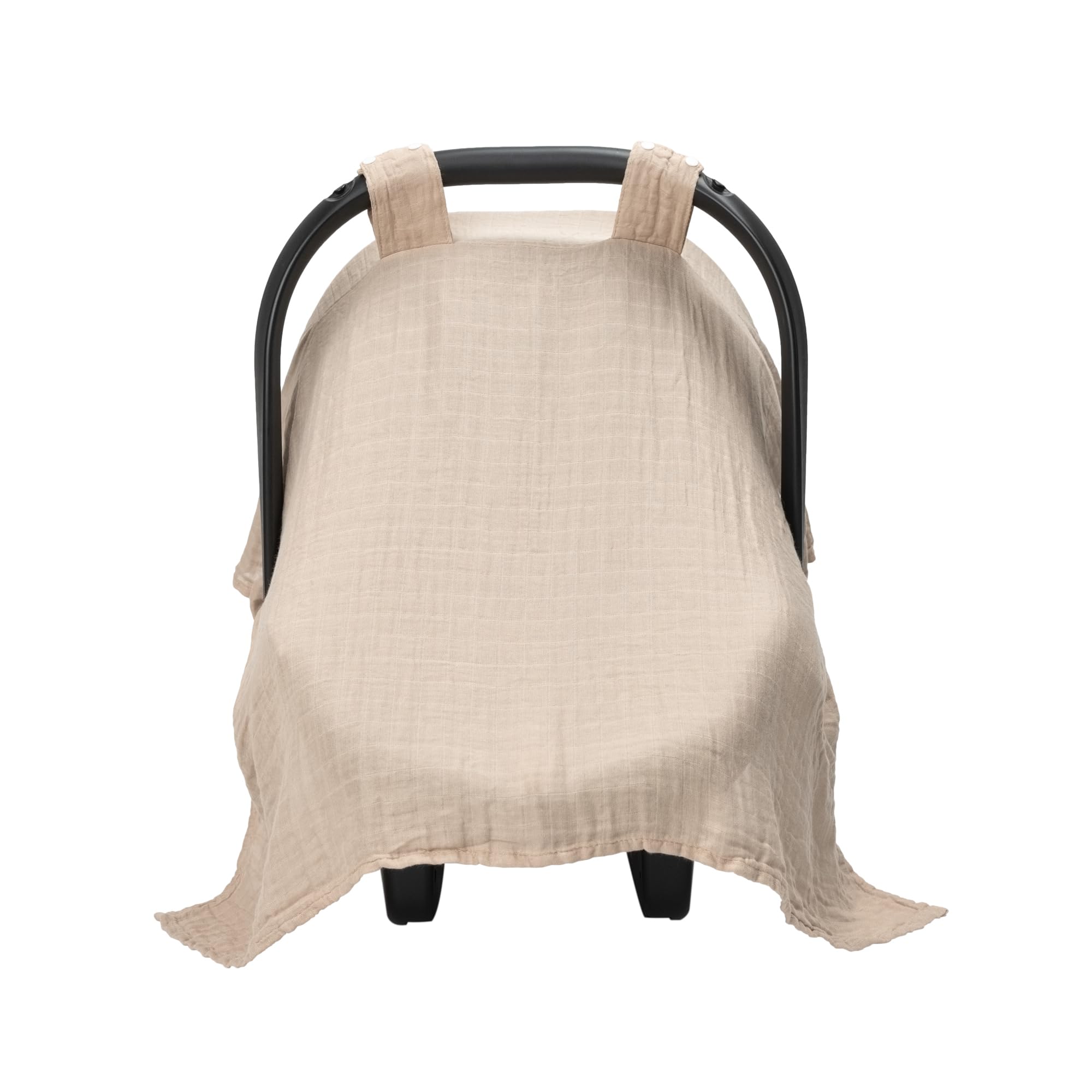 Meracorallo Muslin Baby Car Seat Cover - 2 Pack Lightweight Breathable Soft Infant Carrier Canopy for Boys & Girls (Rainbow & Beige) | Perfect for Strollers, Shopping Carts & Outdoor Protection