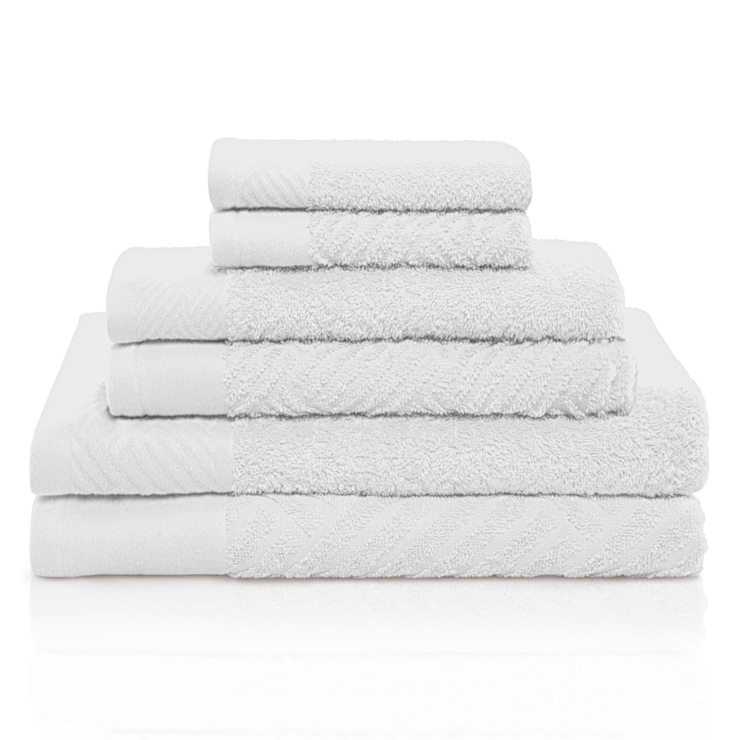 Luxury 6-Piece Egyptian Cotton Towel Set - Basketweave Jacquard & Solid Design - Ultra Soft & Absorbent Bath Towels for Spa, Hotel, or Home Use