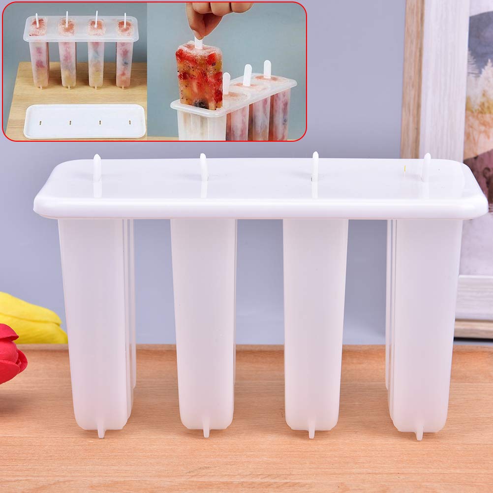 Premium 4-Cell Popsicle Mold Set - BPA-Free Plastic Ice Cream & Frozen Treat Maker for DIY Desserts - Perfect for Summer Parties, Kids Snacks & Healthy Homemade Treats