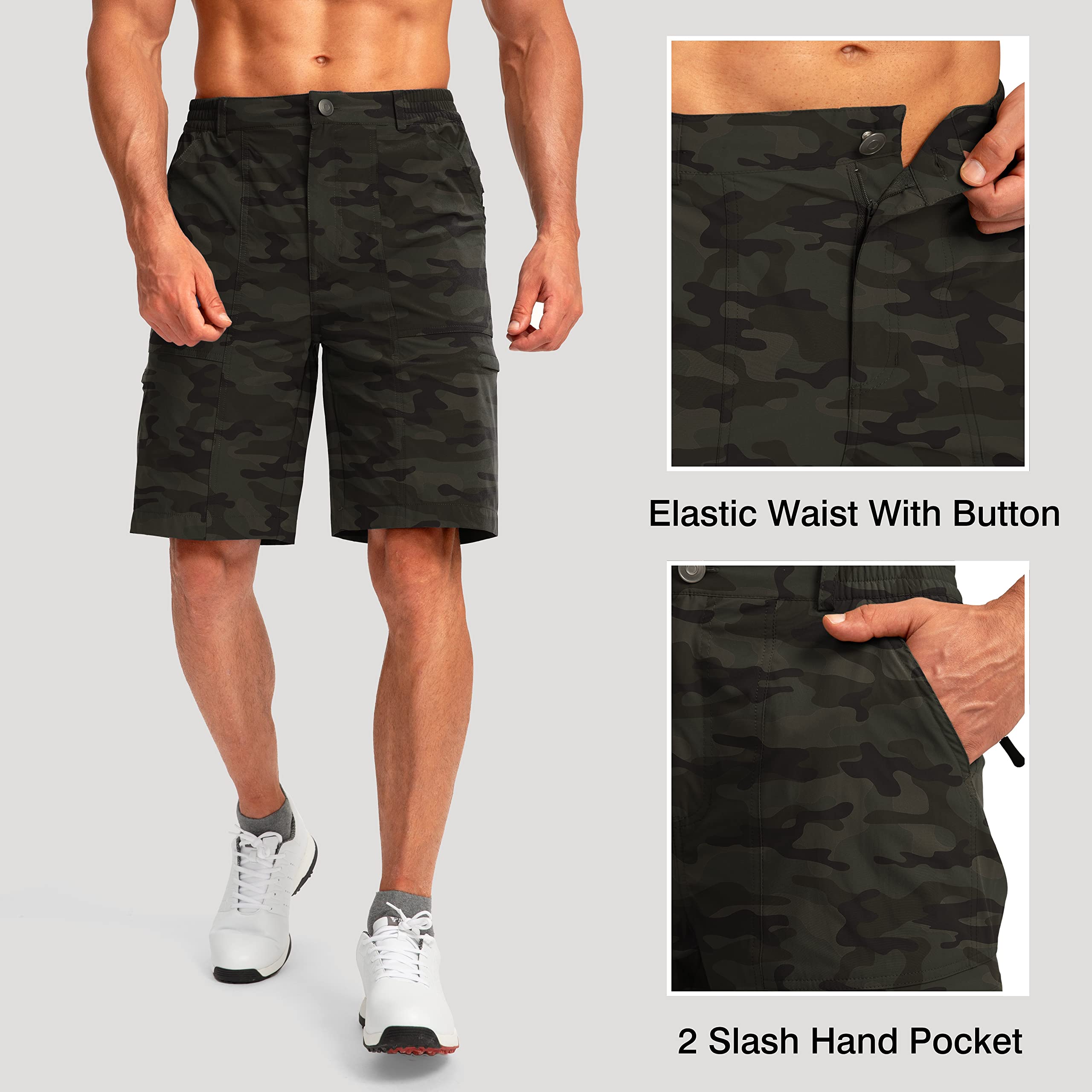 Viodia Men's Quick Dry Lightweight Hiking Cargo Shorts with 6 Pockets - Stretch Outdoor Shorts for Hiking, Fishing, Golf & Casual Wear