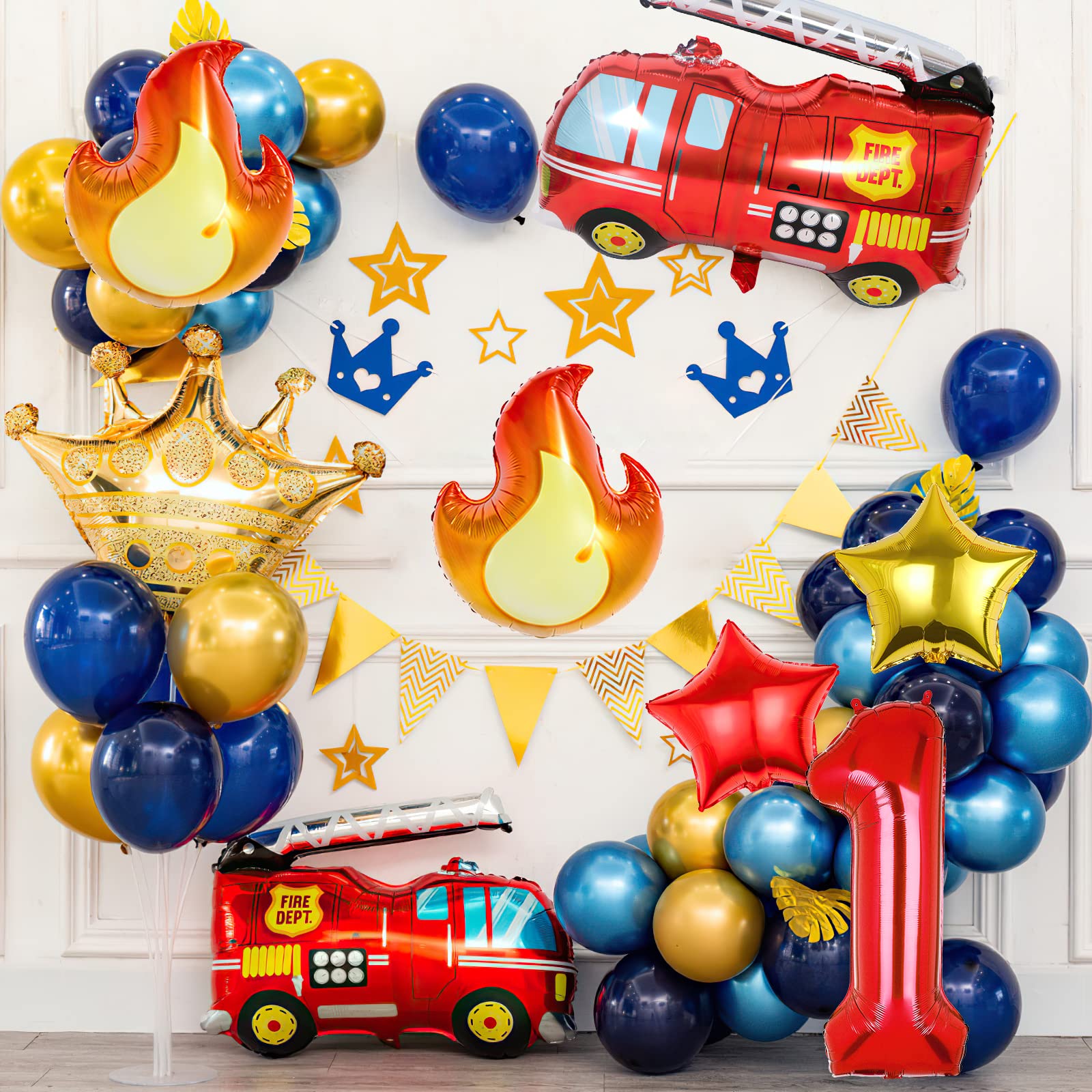 7pcs Fire Truck Birthday Party Balloons Set - Firefighter Themed Decorations for 1st Birthday, Rescue Party Supplies | Perfect for Fire Engine Themed Parties, Baby Showers & Firefighter Appreciation Events