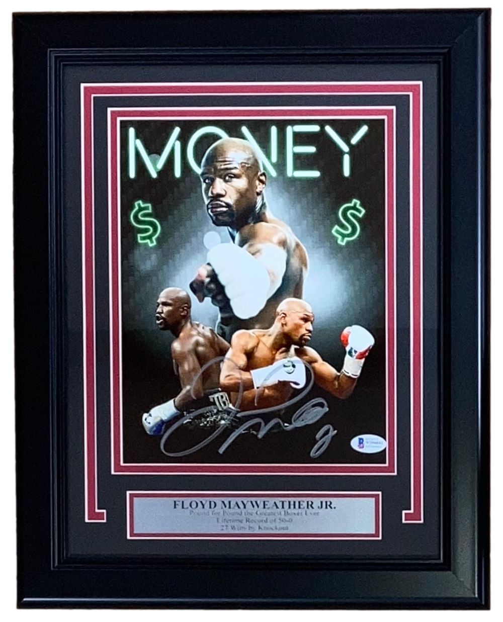 Floyd Mayweather Jr Signed Framed 8x10 Money Collage Photo - Authentic Boxing Memorabilia - Perfect for Sports Fans, Collectors & Man Cave Decor