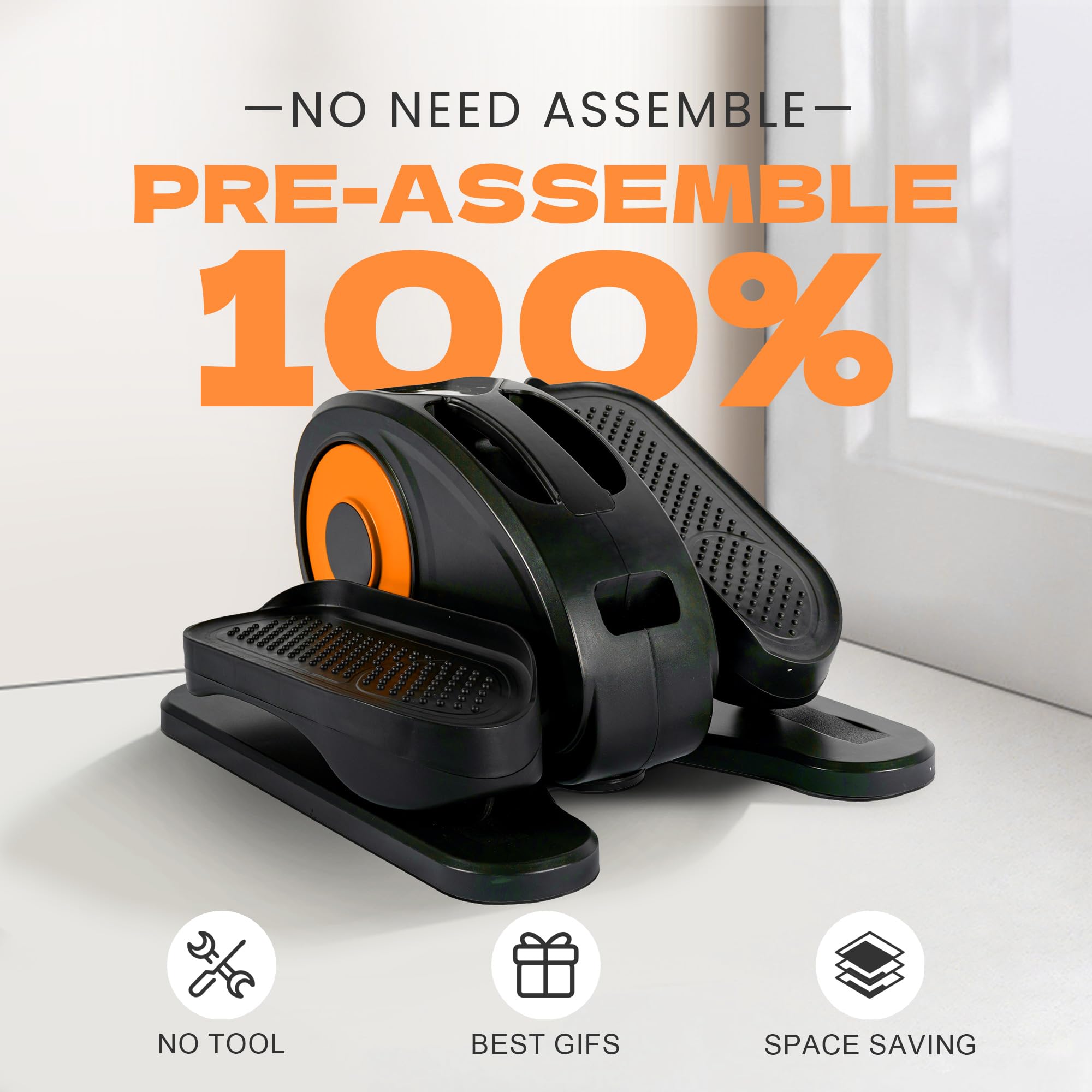 Under Desk Elliptical Machine - Electric Foot Pedal Exerciser with Remote Control | Compact & Portable Seated Elliptical Trainer for Home & Office | Perfect for Work from Home, Watching TV or Rehab Therapy