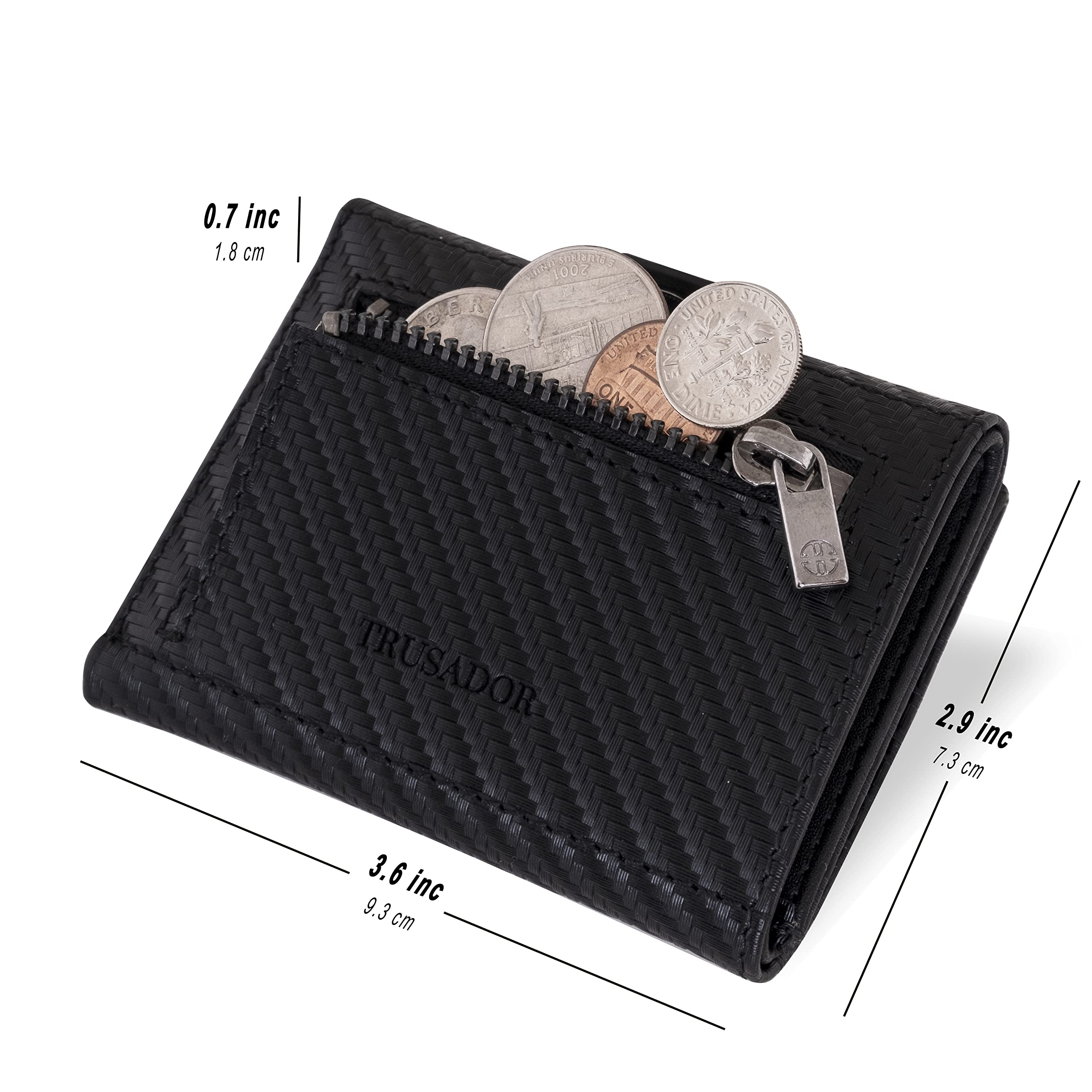 TRUSADOR Verona RFID Blocking Leather Wallet for Men & Women - Slim Front Pocket Trifold Wallet for Travel, Business & Everyday Use