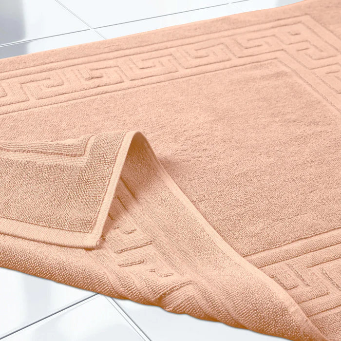 Premium Cotton 2-Piece Greek Key Border Bath Mat Set - Ultra Absorbent, Non-Slip Bathroom Rug - Perfect for Modern Bathrooms, Master Suites & Spa-Like Retreats