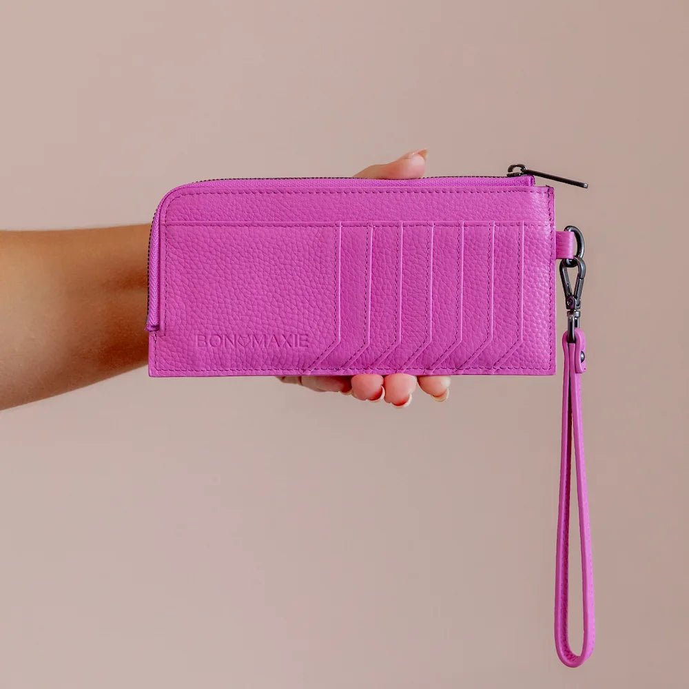 Slim Leather Wallet for Men & Women - RFID Blocking, Minimalist Design, Fuchsia Pink - Perfect for Daily Use, Travel & Gifting