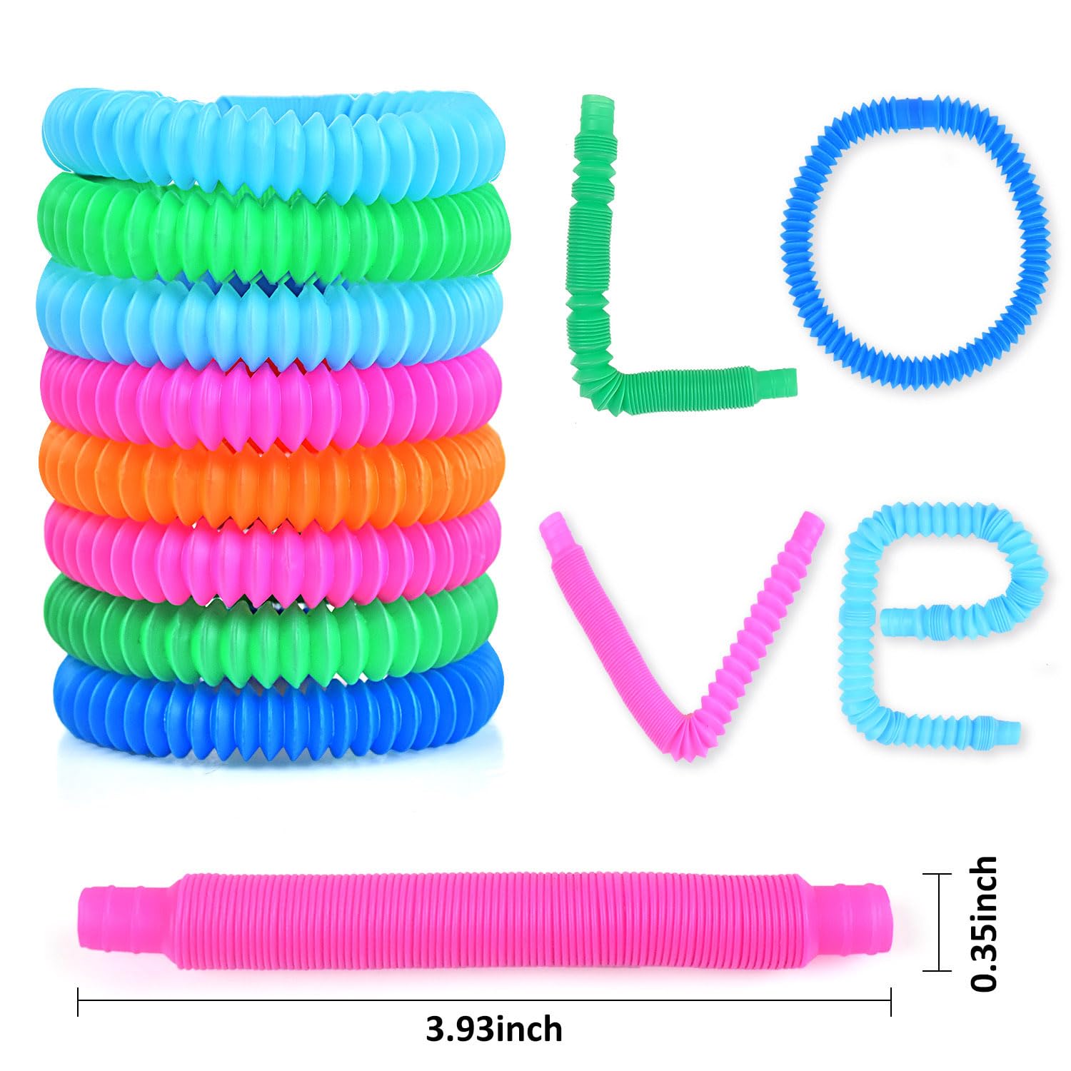 24-Pack Pop Tubes Sensory Toys for Kids - Fidget Toys, Party Favors & Fine Motor Skills Development - Perfect Preschool Gifts for Boys & Girls, Autism & Anxiety Relief - Great for Classroom, Birthday Parties & Stress Relief