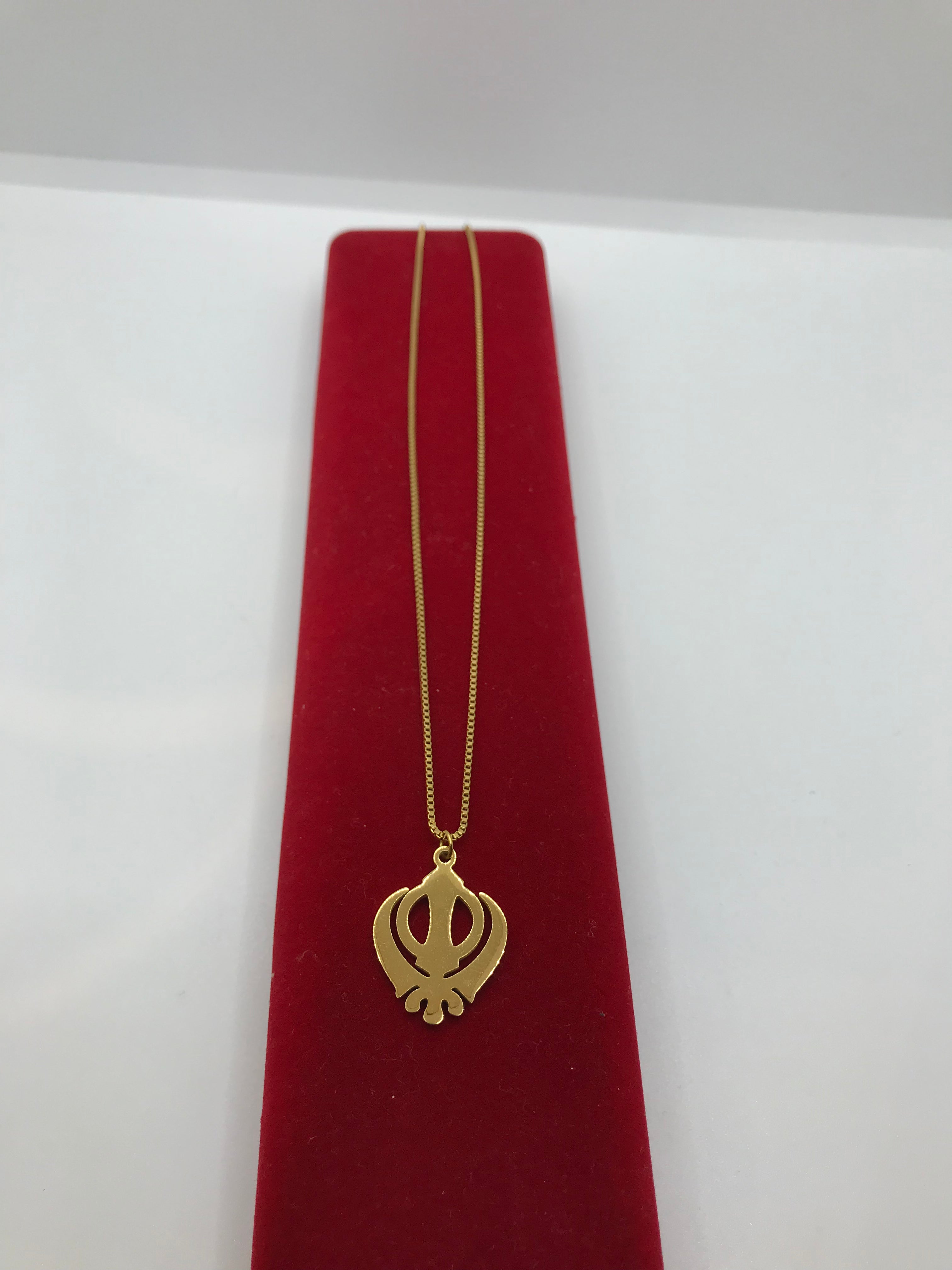 18k Gold Plated Khanda Necklace - Spiritual Sikh Jewelry for Men & Women - Perfect for Religious Ceremonies, Weddings & Everyday Wear