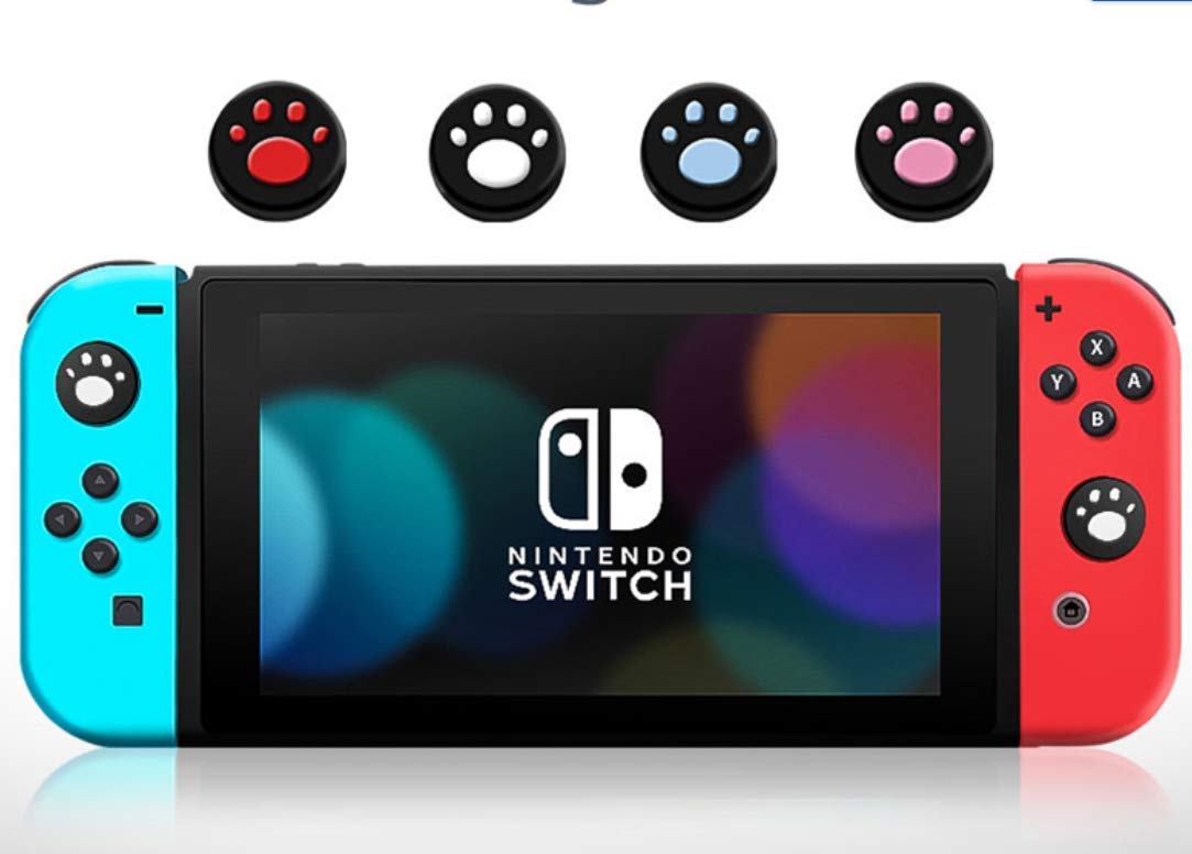 6-in-1 Thumb Grips Joystick Caps - Soft Silicone Protective Cover for Nintendo Switch Joy-Con Controllers (Black) - Improve Gaming Comfort & Grip for Long Play Sessions